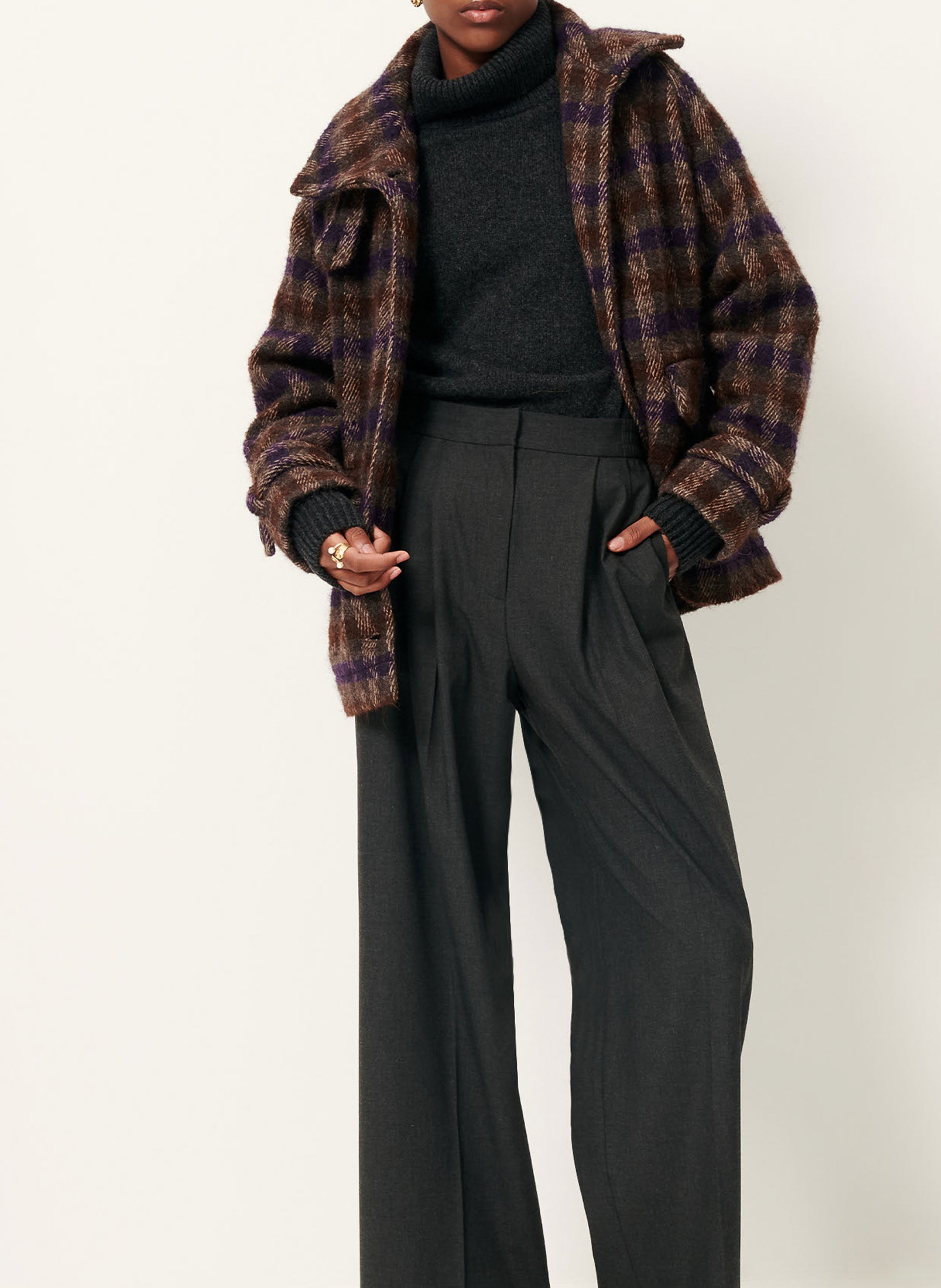 Manteau oversize à carreaux lee valley SESSUN Marron