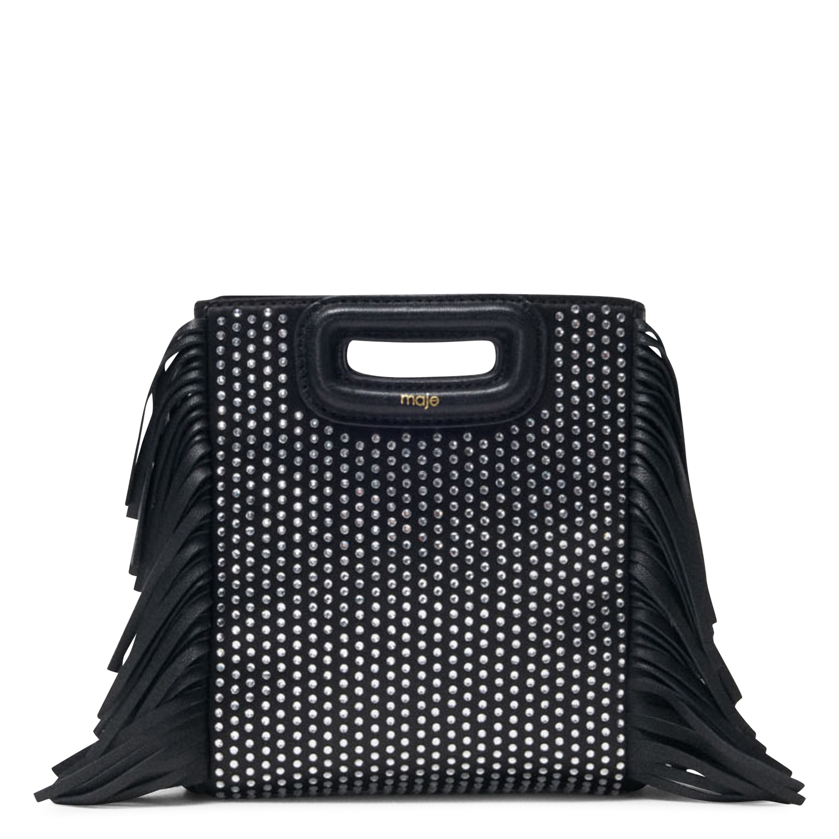 Sac bandoulière à strass m mini MAJE Noir