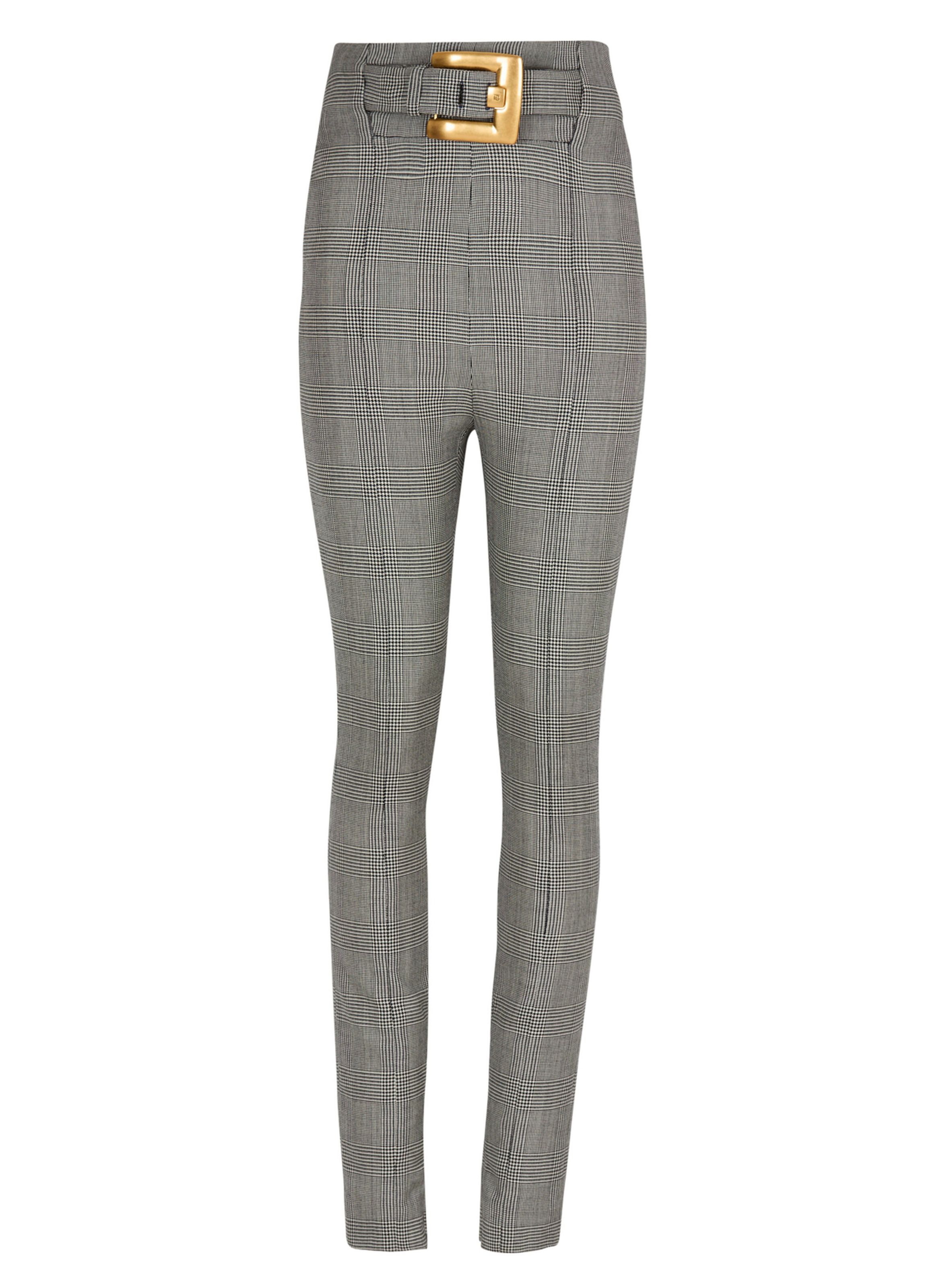 Pantalon façon fuseau en jacquard prince de galles BALMAIN Noir