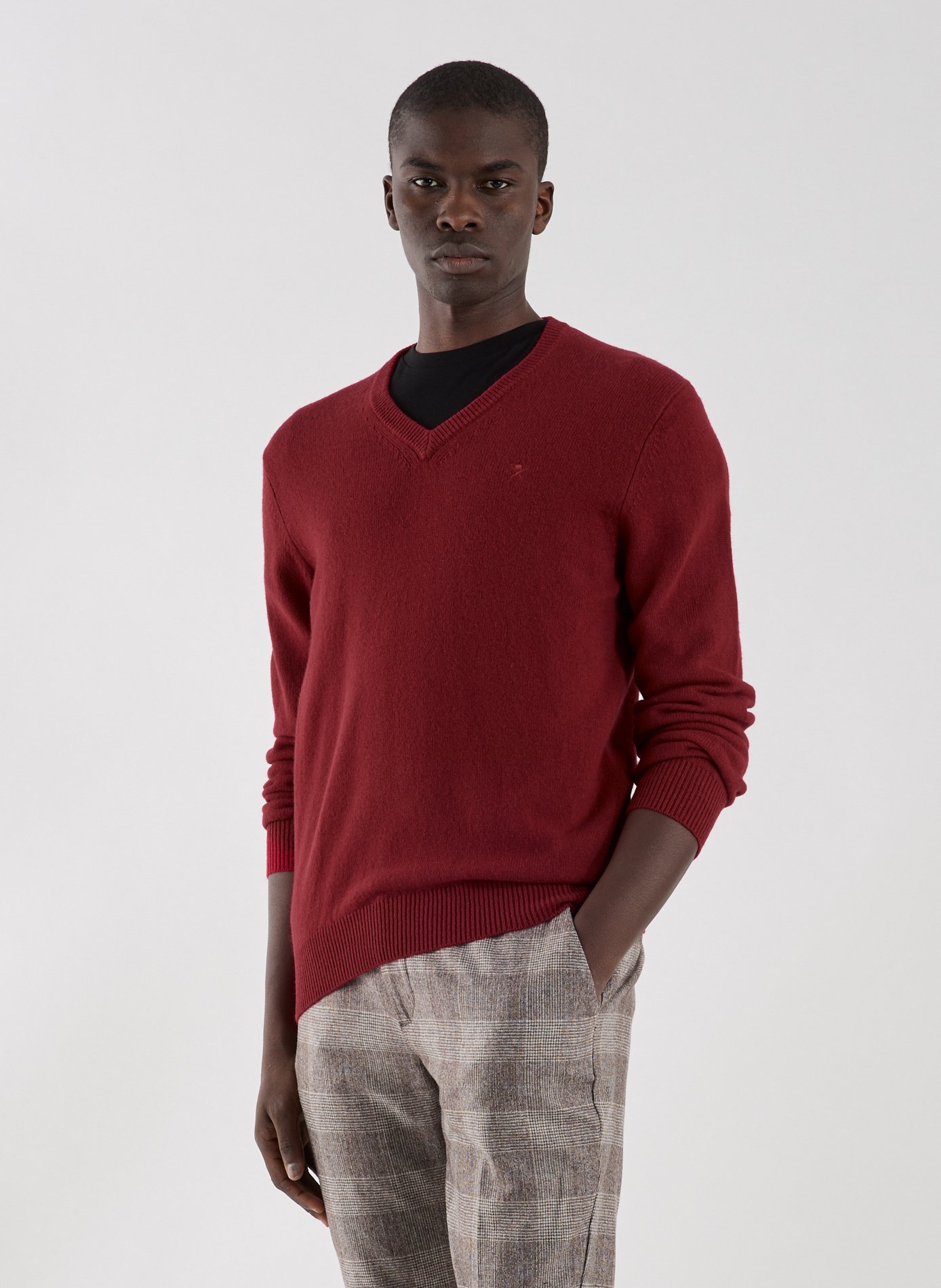 HACKETT Straight V-neck wool jumper Red