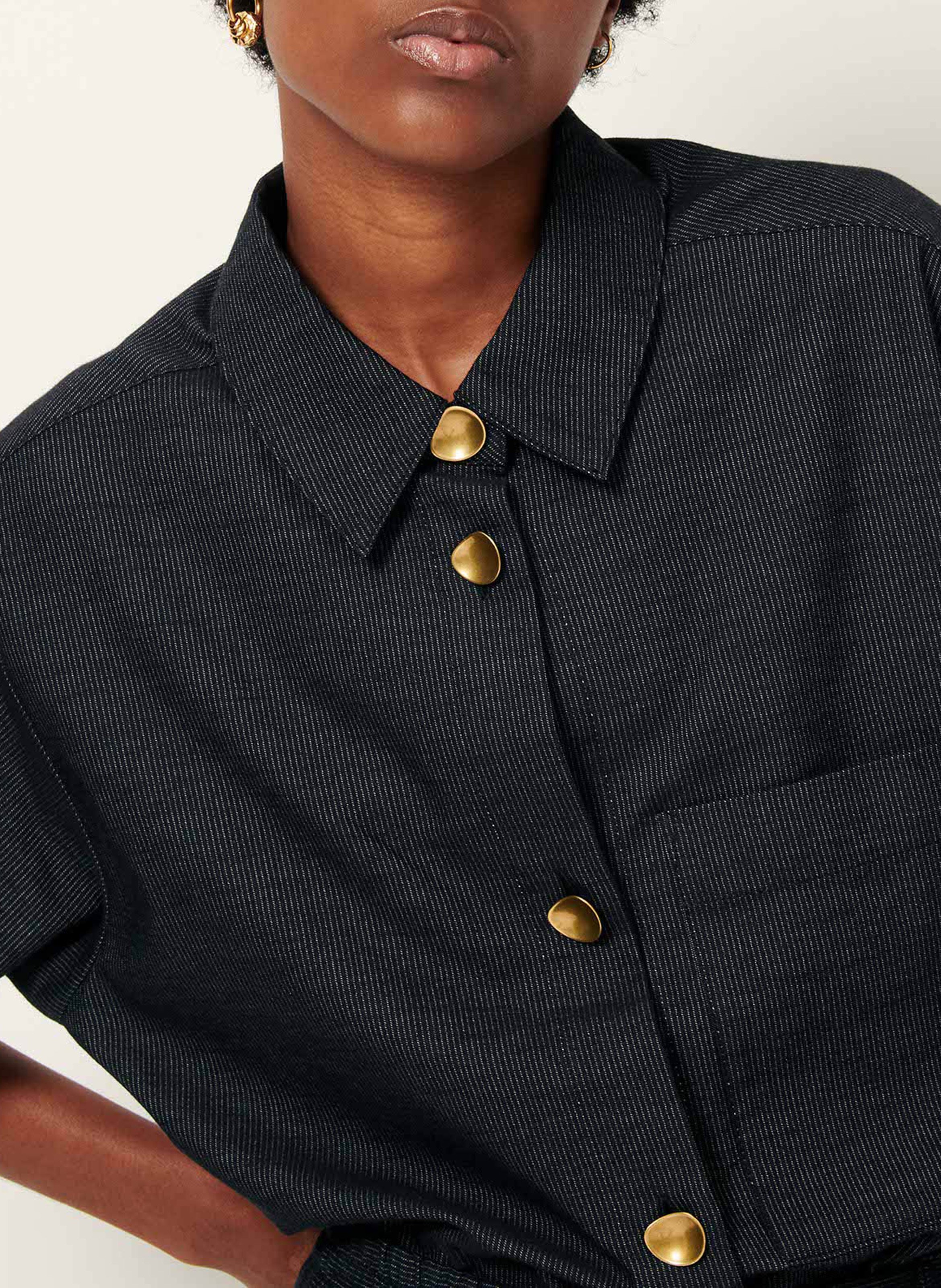 Chemise col classique en denim ka SESSUN Bleu