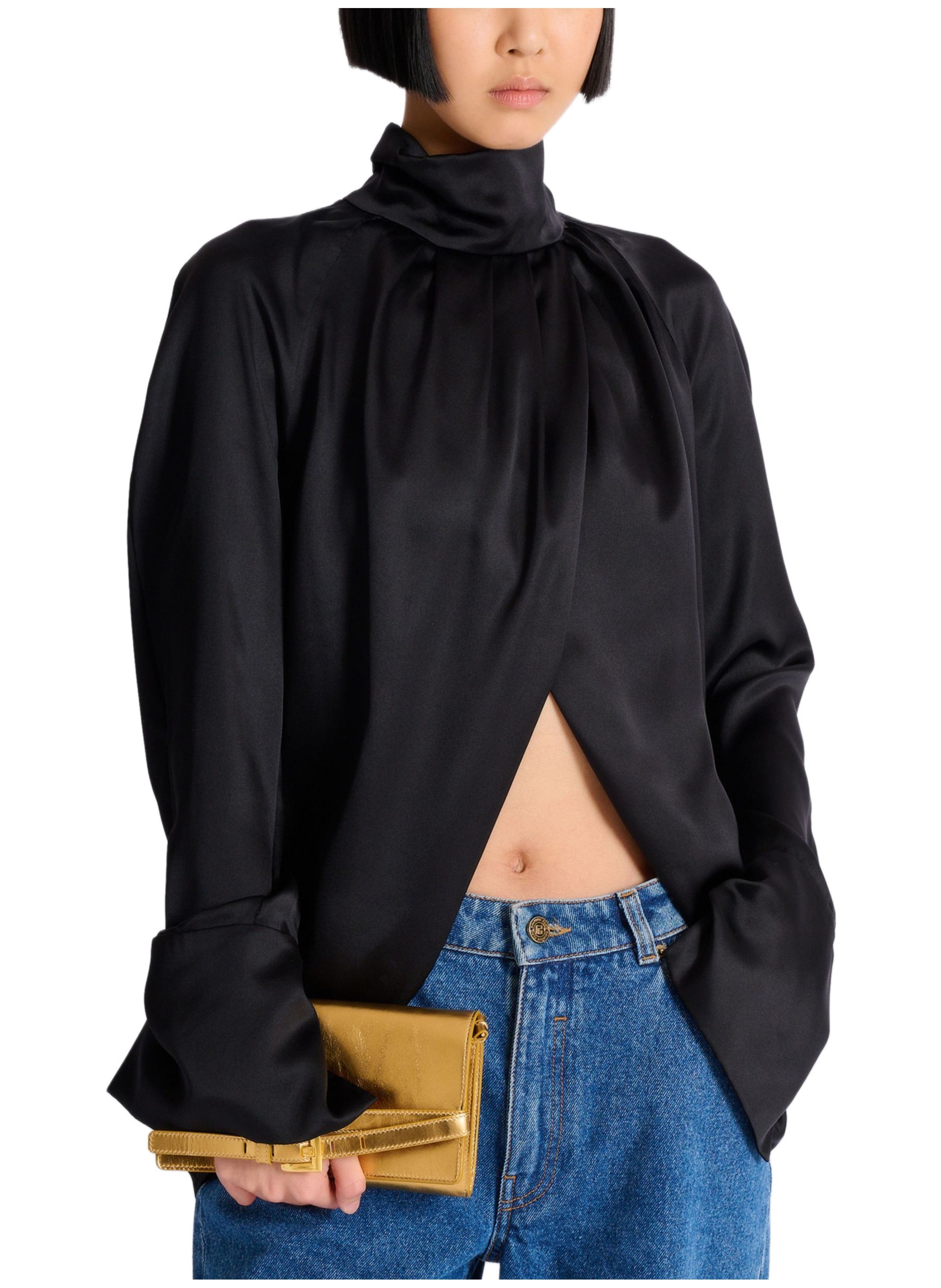 Portefeuille shuffle en cuir lamé BALMAIN Doré