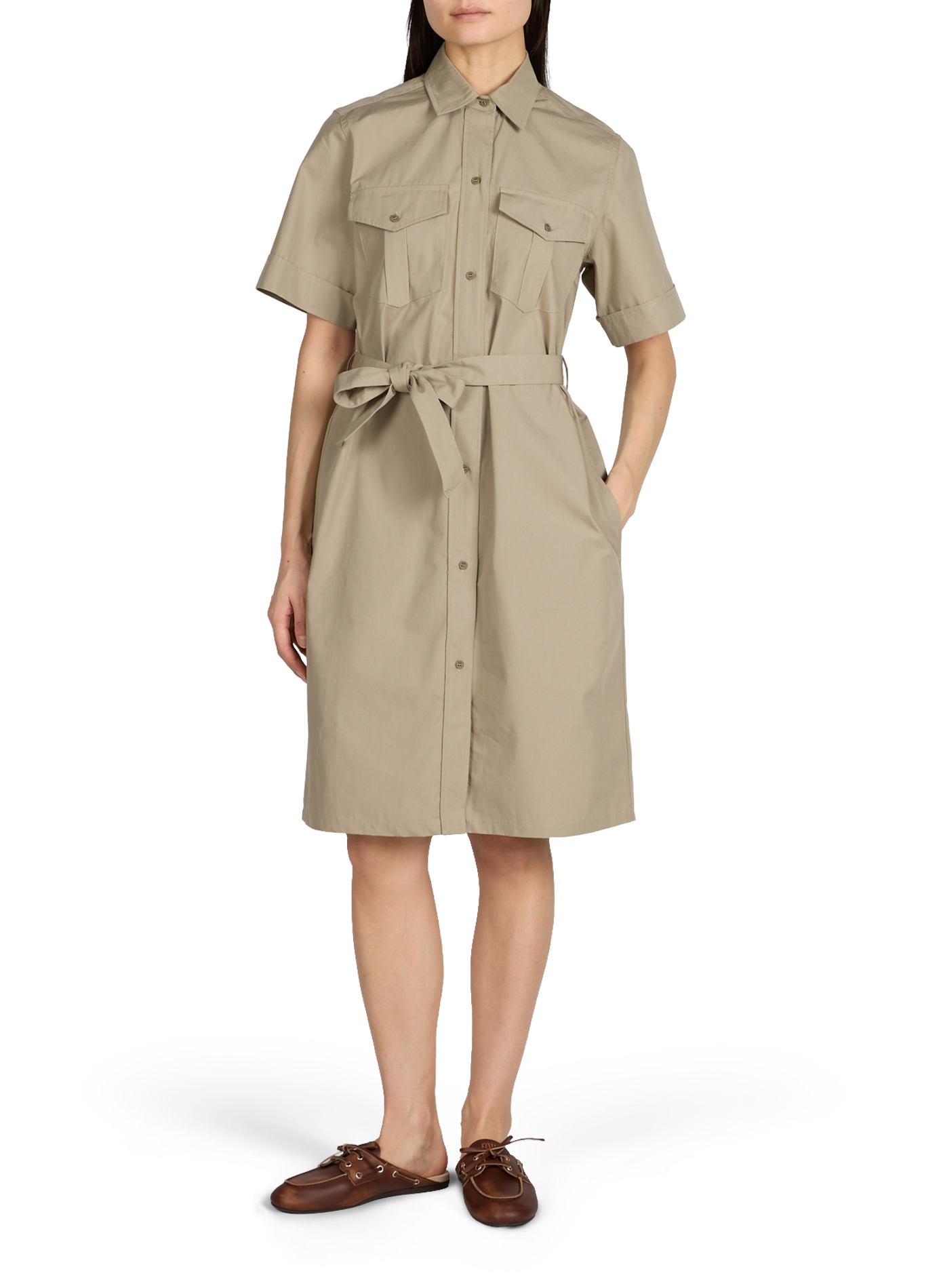 Straight dress with classic collar in cotton A.P.C. Green