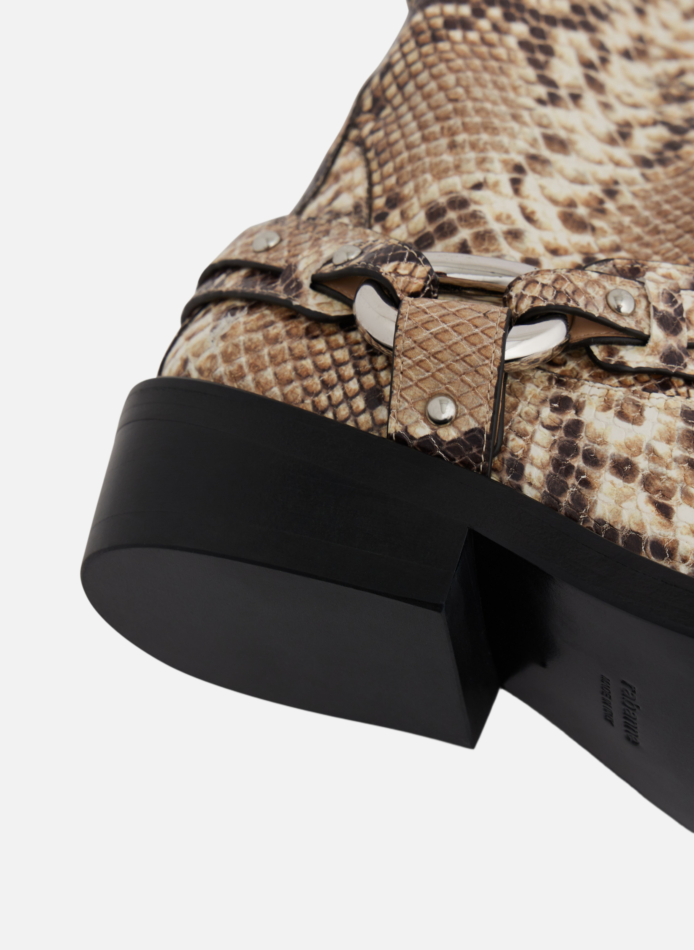 Bottes biker en cuir RABANNE Beige