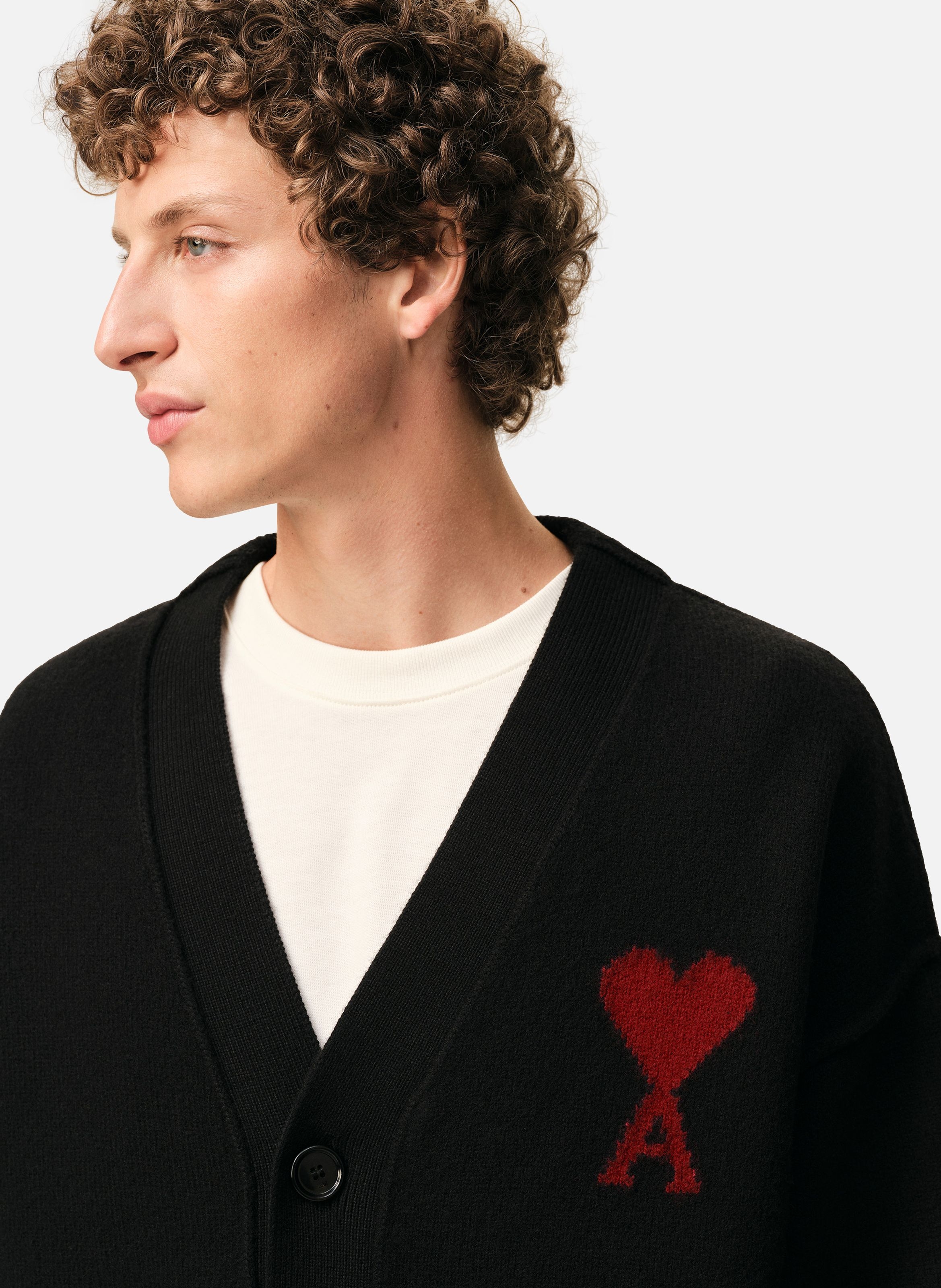 Cardigan Ami De Coeur En Laine unisexe AMI PARIS Noir