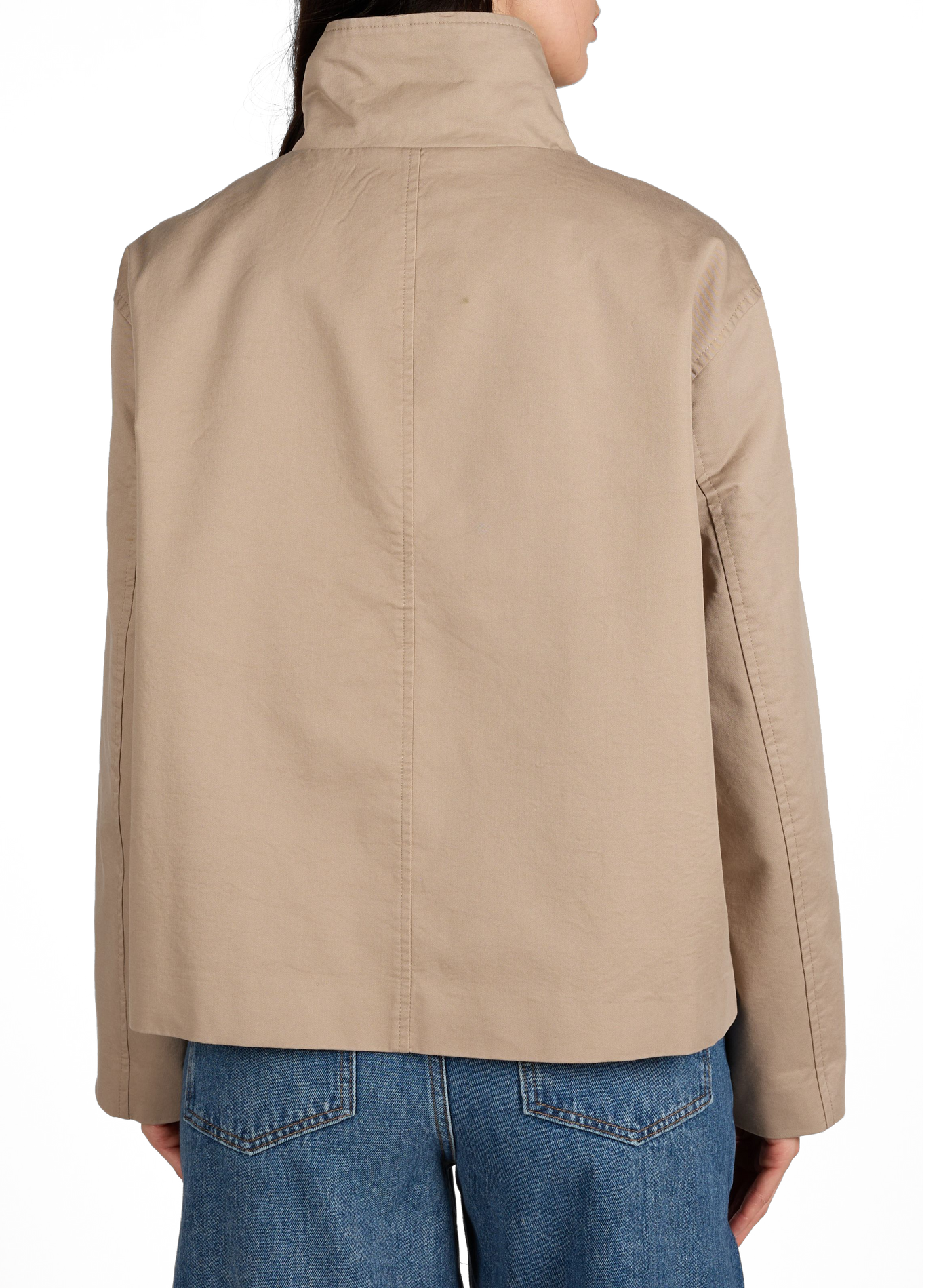 Short cotton jacket with a high collar OBJECT Brown