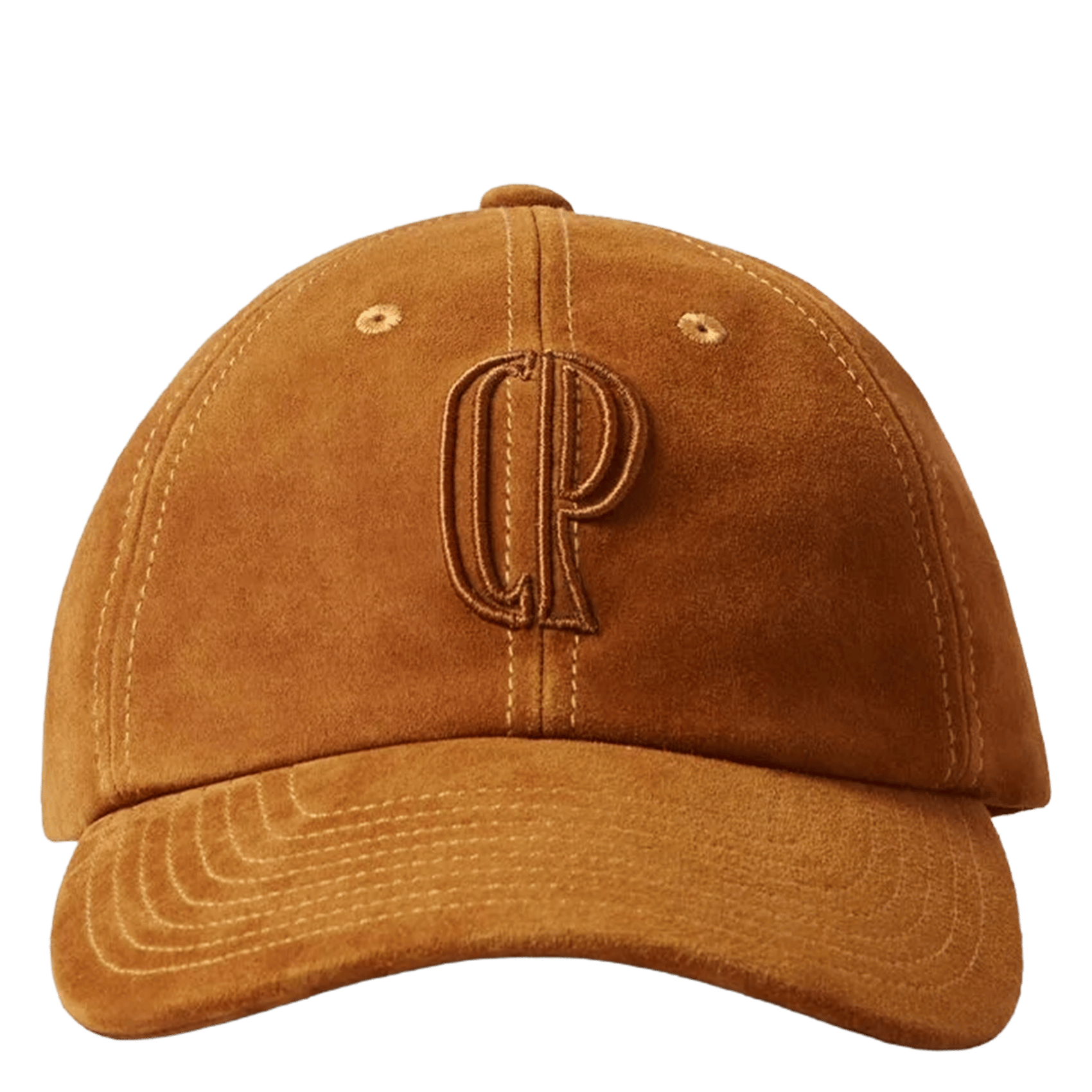 Casquette brodée en cuir suédé CLAUDIE PIERLOT Marron