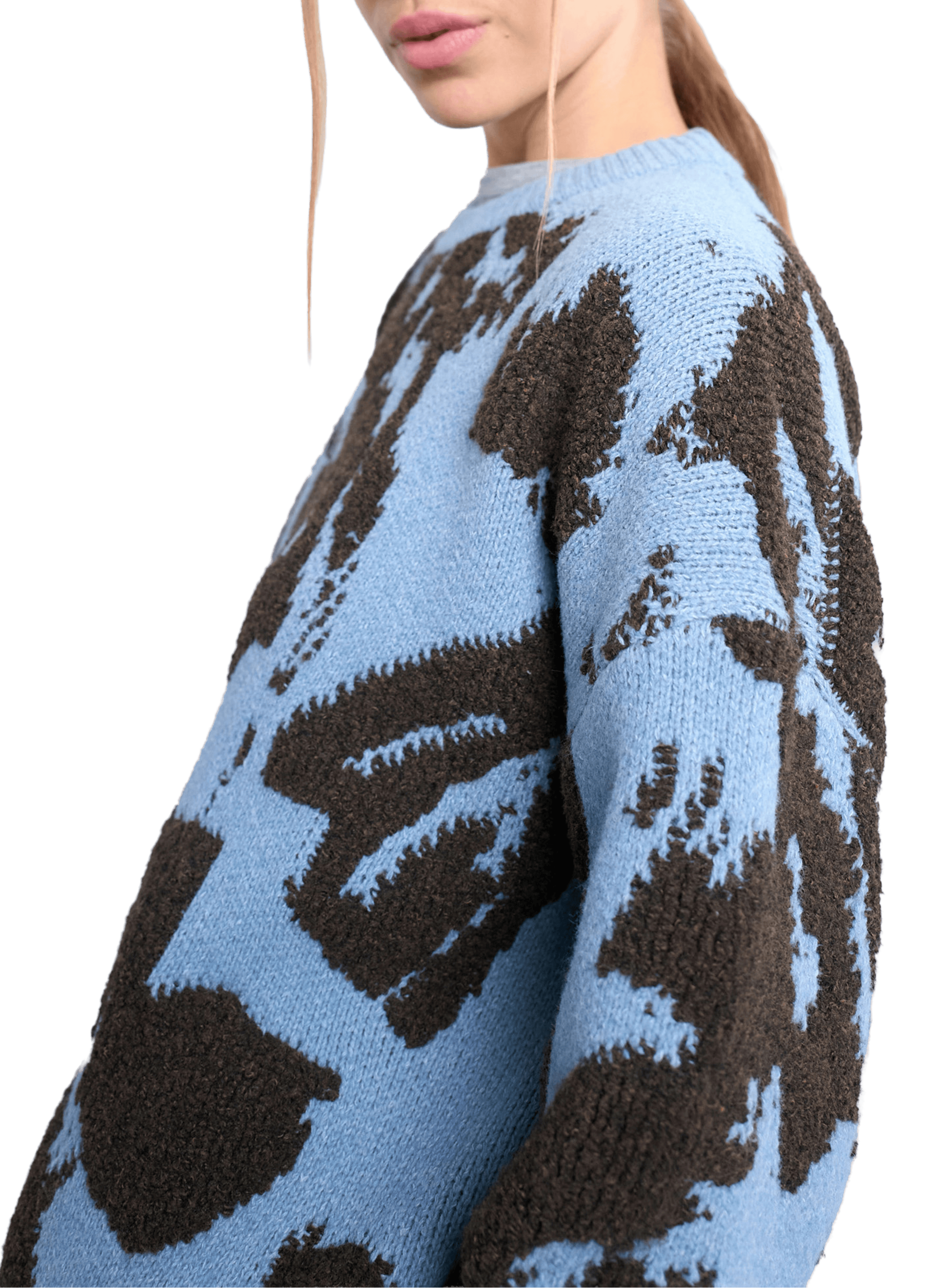 Oversized round neck sweater with pattern TOPSHOP Blue