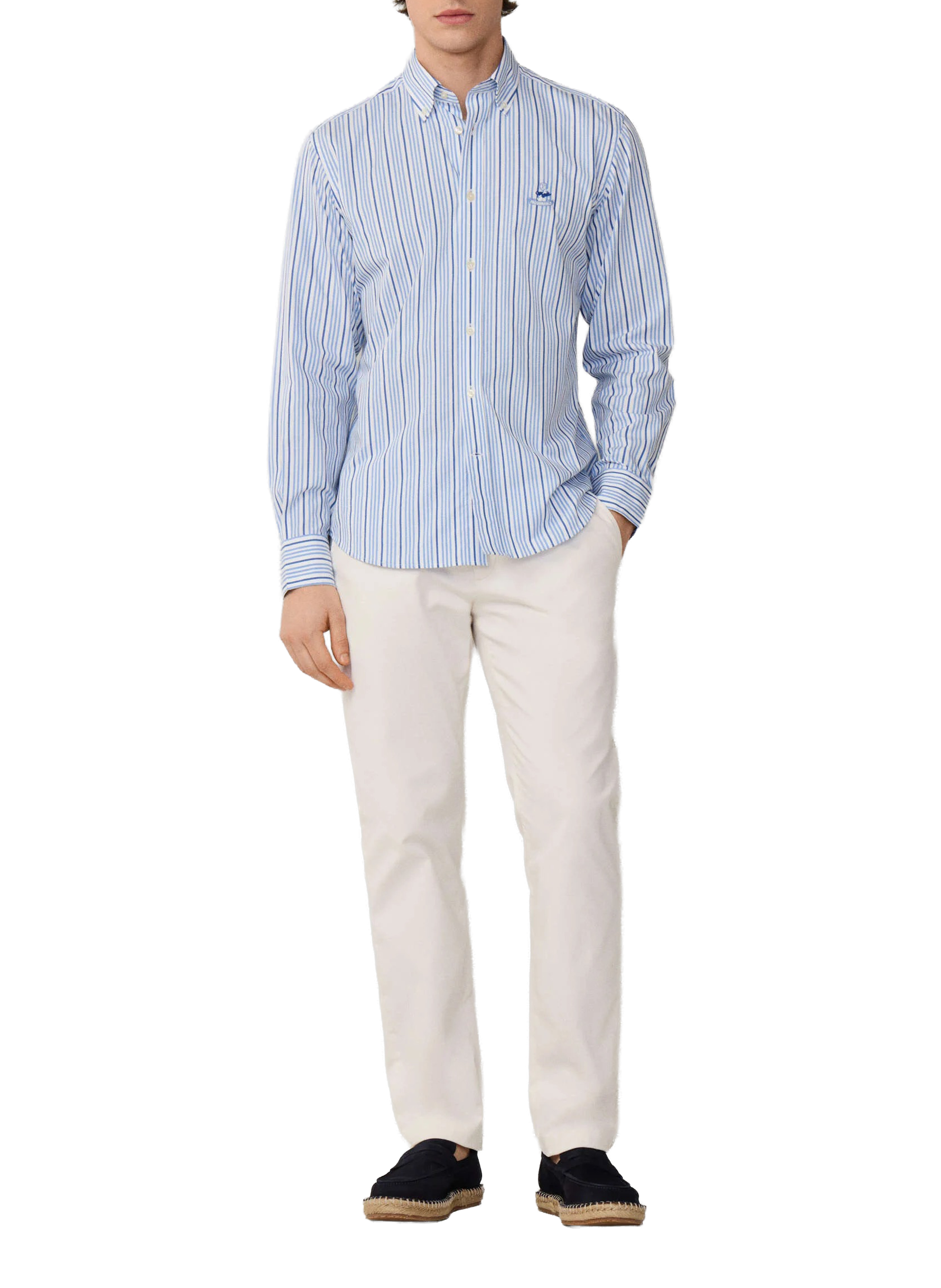 Striped shirt with American collar in cotton FACONNABLE Blue