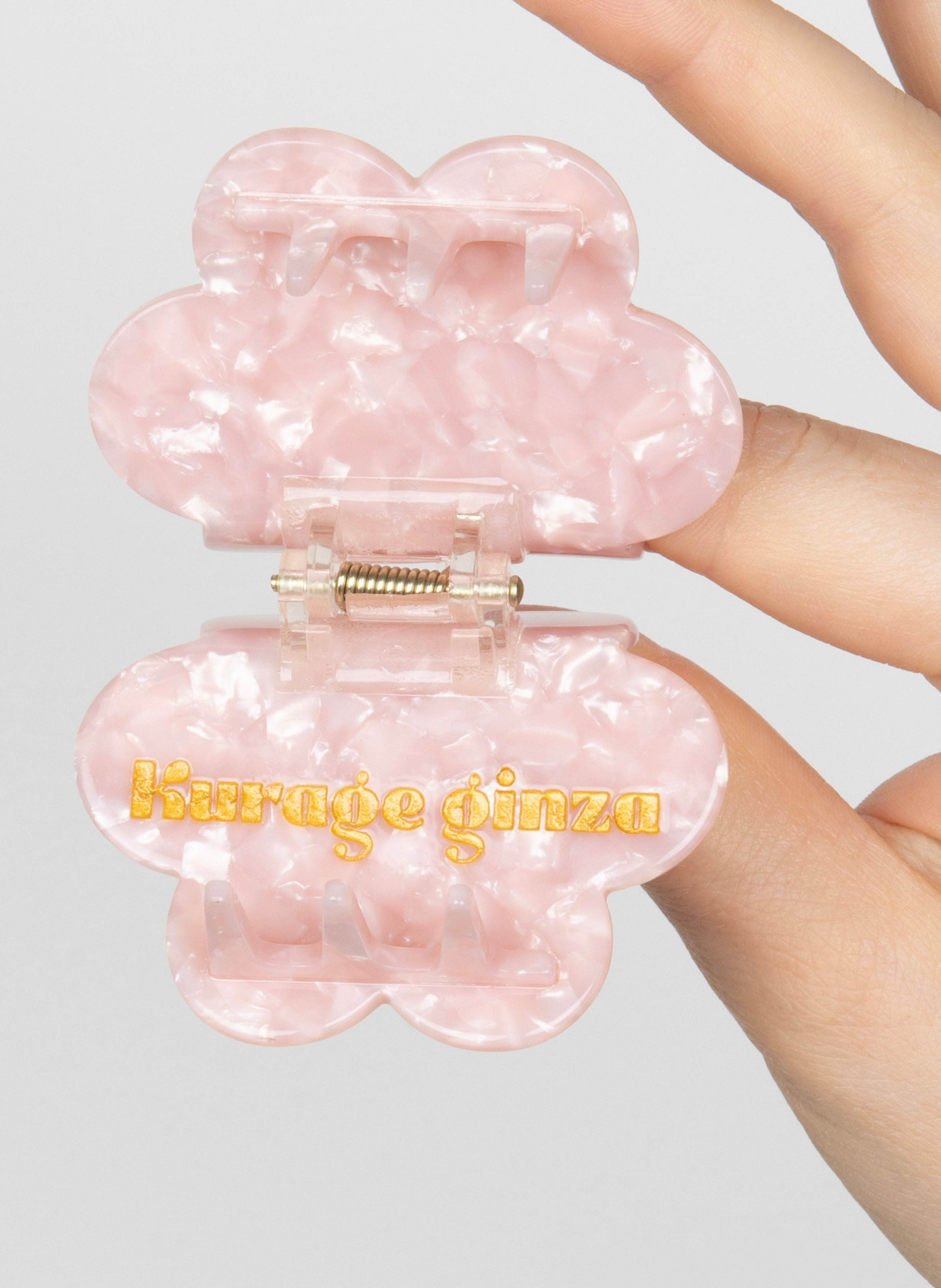 Pince à cheveux fleurette en acétate de cellulose KURAGE GINZA Rose