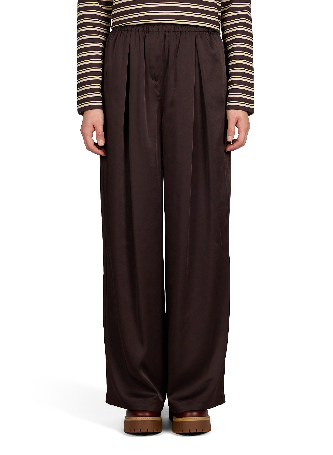 Pantalon fluide en coton LACOSTE Marron