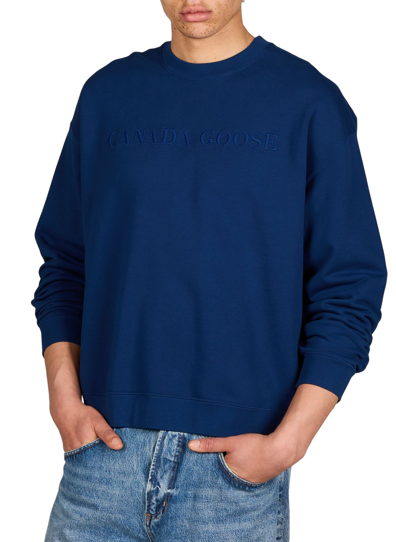 Felpa ampia con ricamo tono su tono. CANADA GOOSE Blu