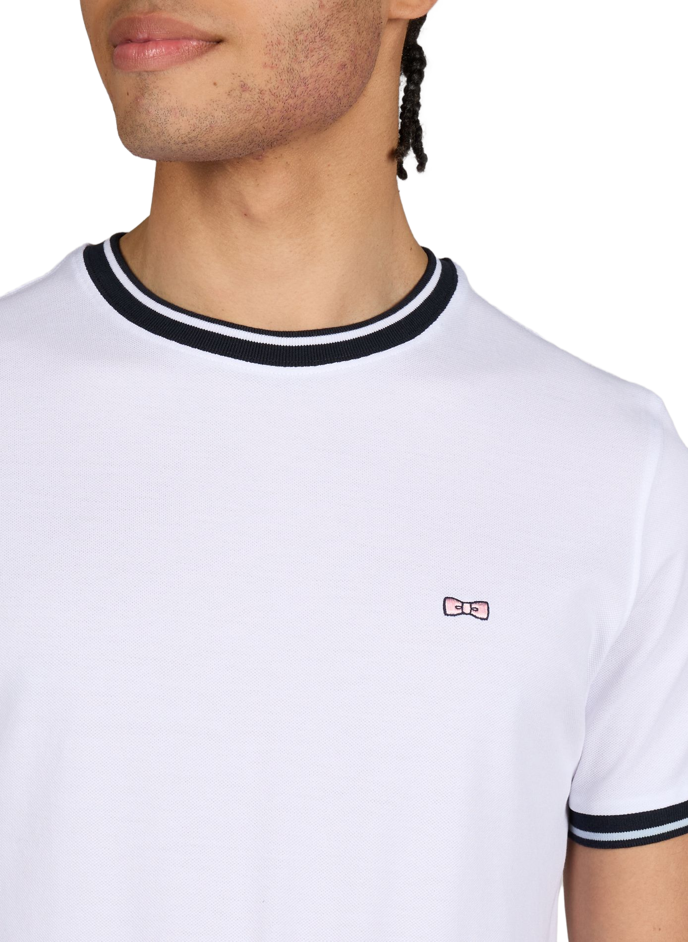 T-shirt brodé à col rond en coton EDEN PARK Blanc