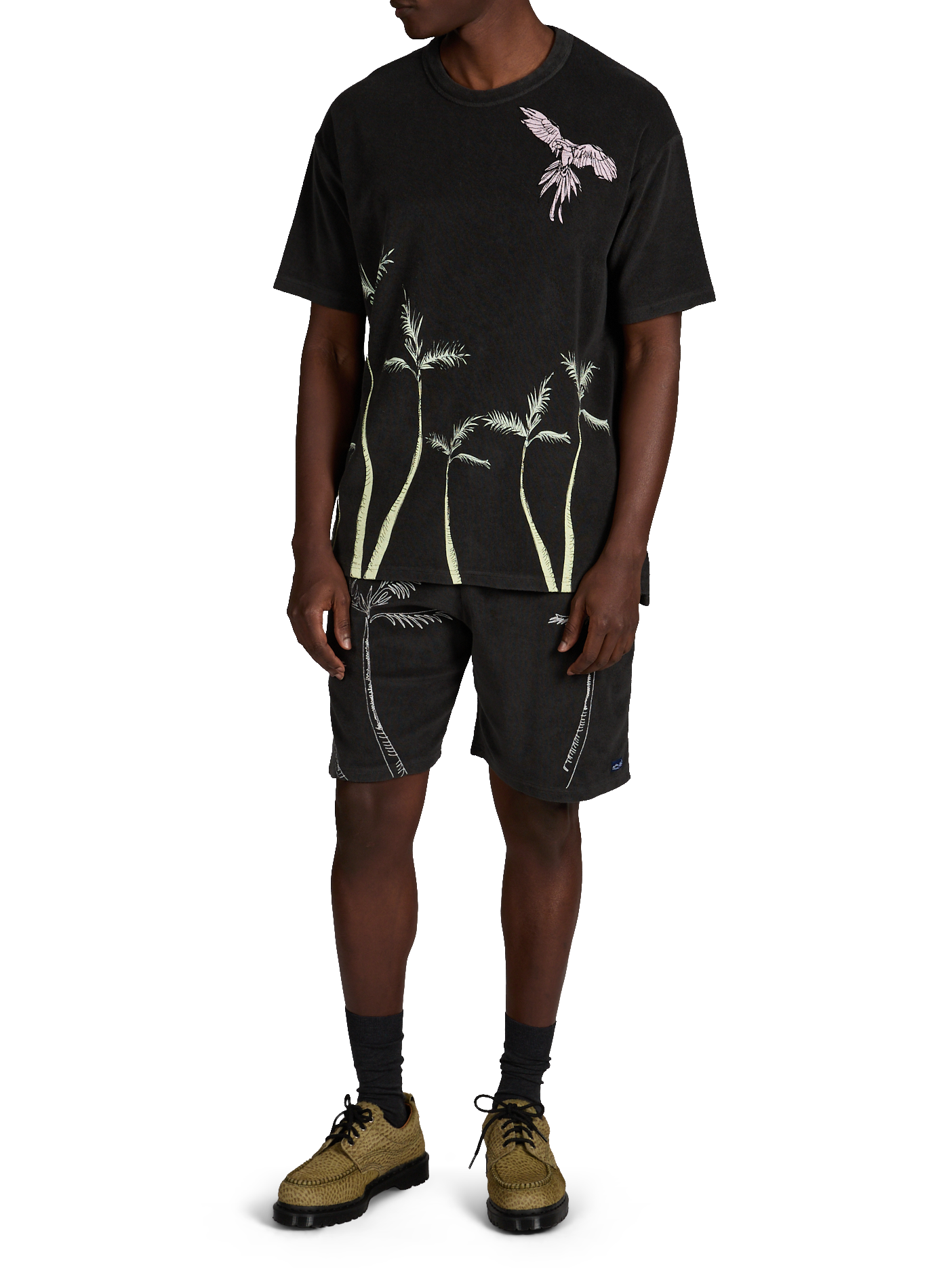 Short sponge Palm Tree in cotton MAISON LABICHE Black