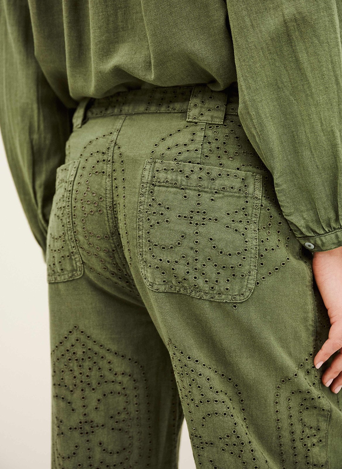 Pantalon droit en coton giany Kaki