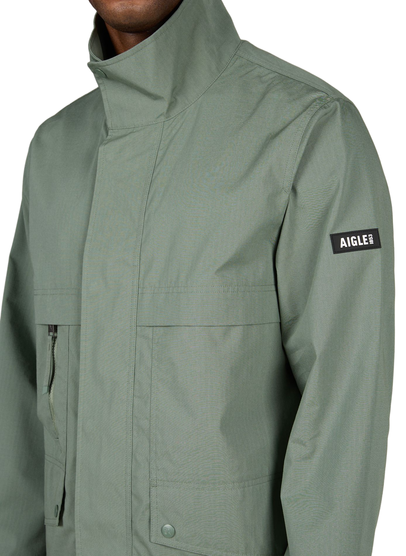 Veste déperlante multi-poches en coton mélangé AIGLE Kaki