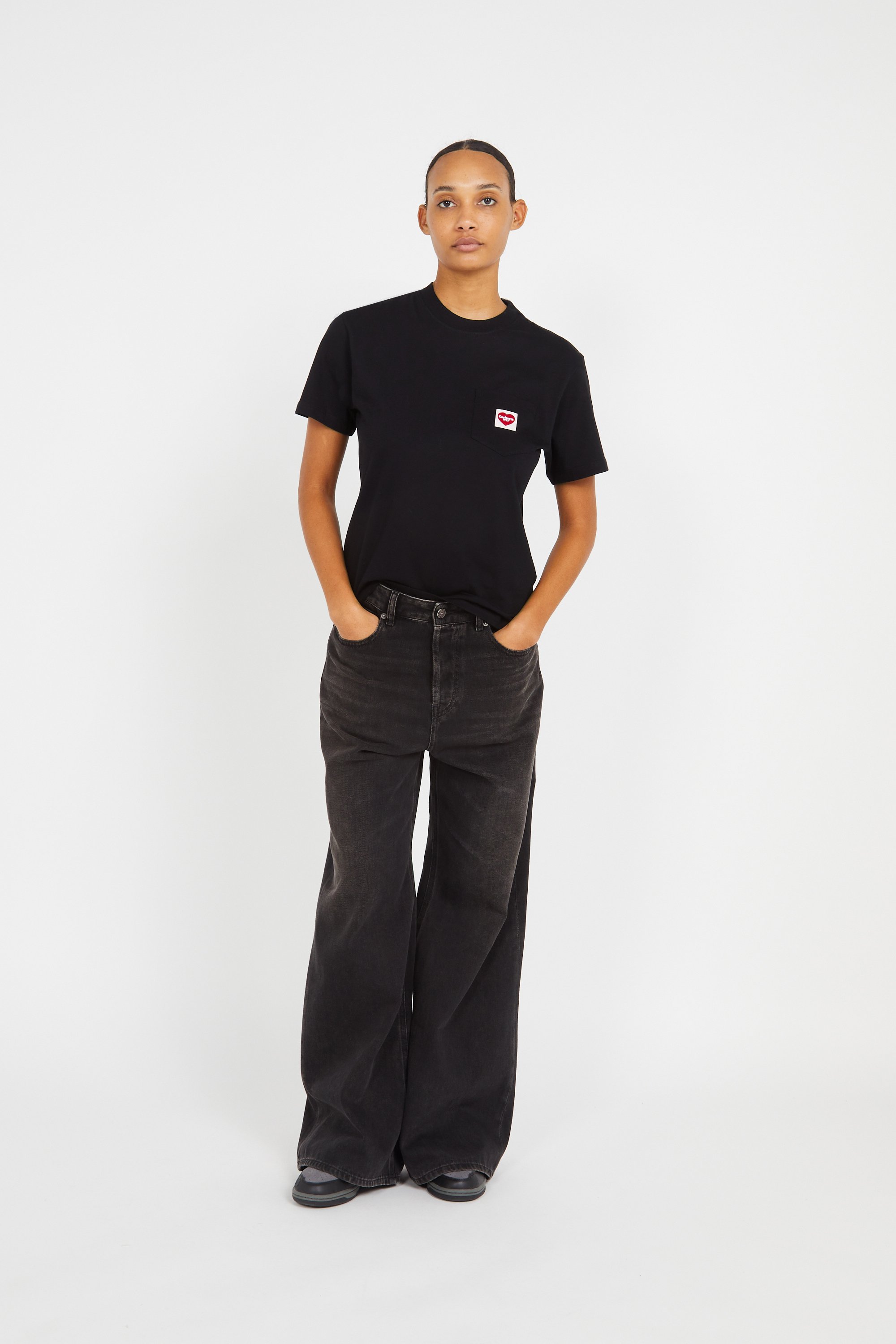 T-shirt w' s/s pocket heart t-shirt CARHARTT WIP Noir