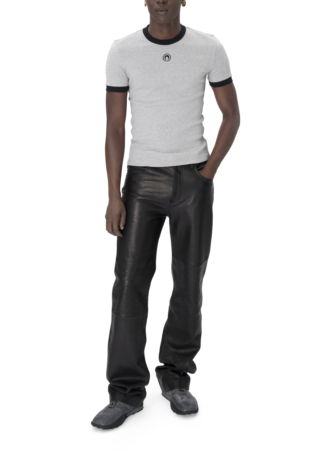 T-shirt ajusté en jersey moon logo MARINE SERRE Gris