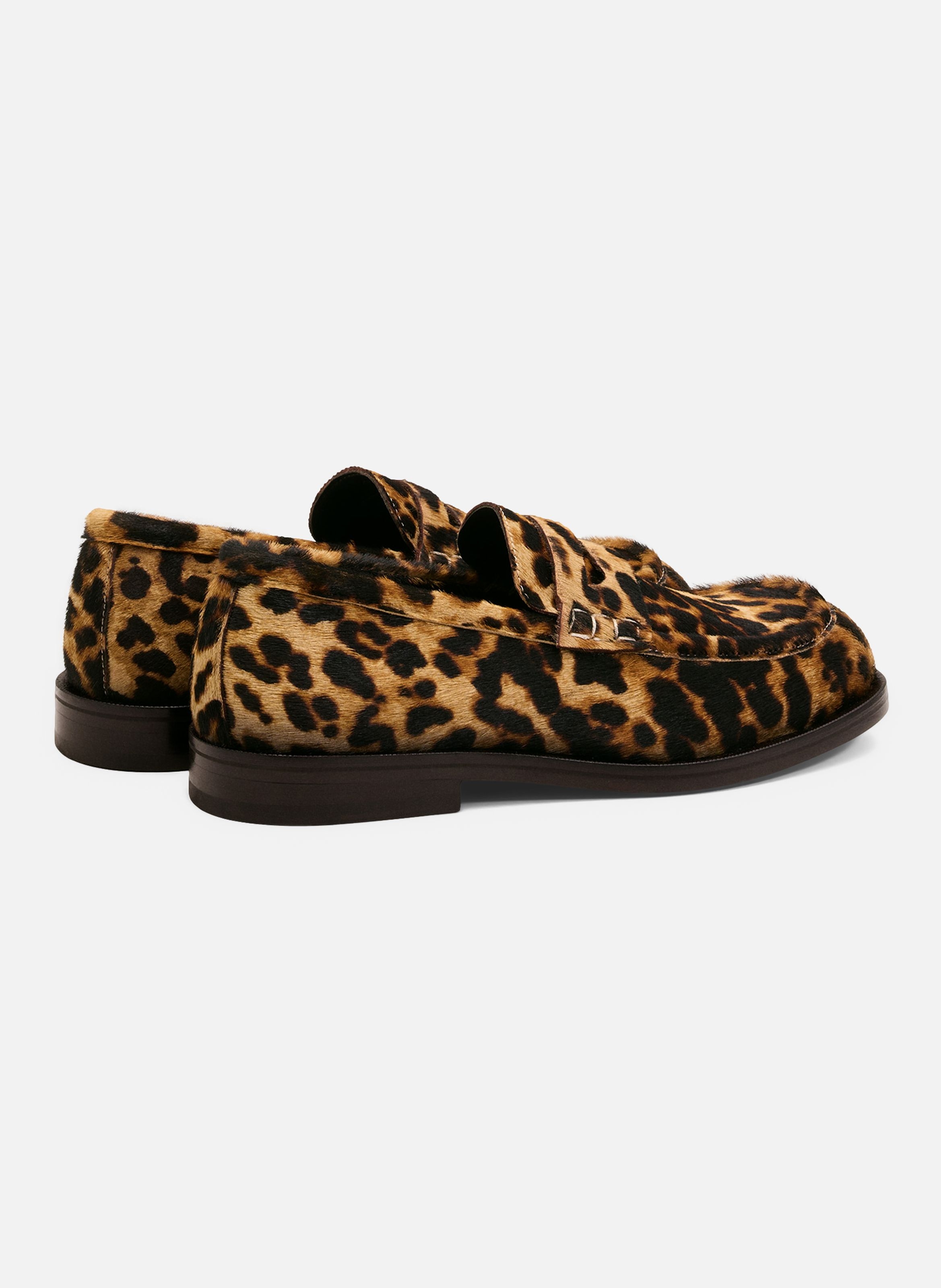 Mocassins imprimés léopard unisexe en cuir de vachette AMI PARIS Beige