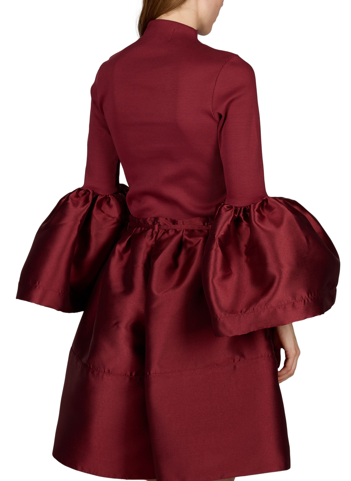 Ribbed top with long puffed satin sleeves in a cotton blend MARQUES ALMEIDA Red