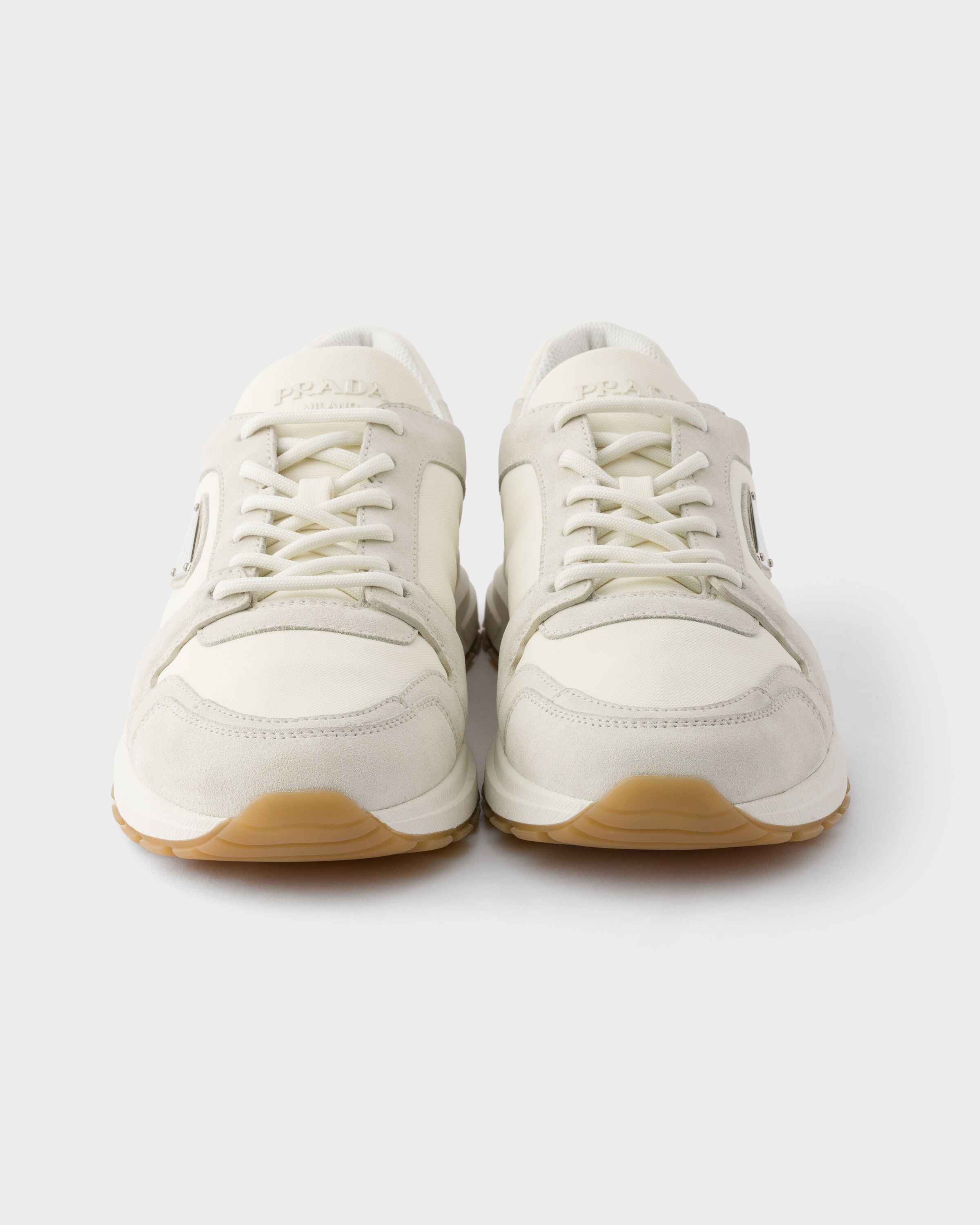 Sneakers prax en daim et re-nylon PRADA Beige