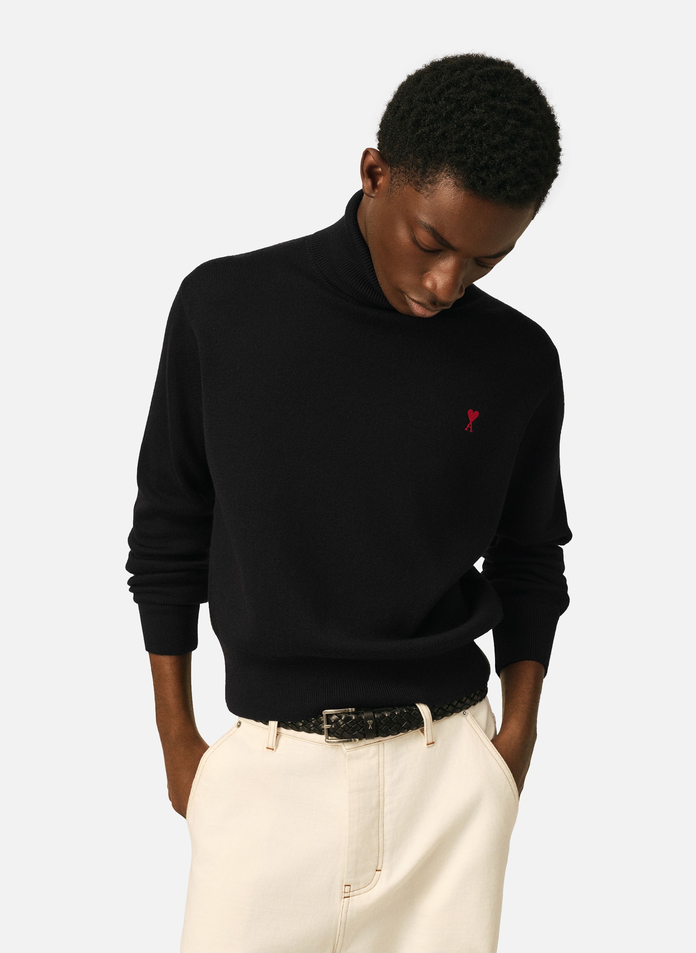 Pull col roulé  ami de coeur en laine AMI PARIS Noir