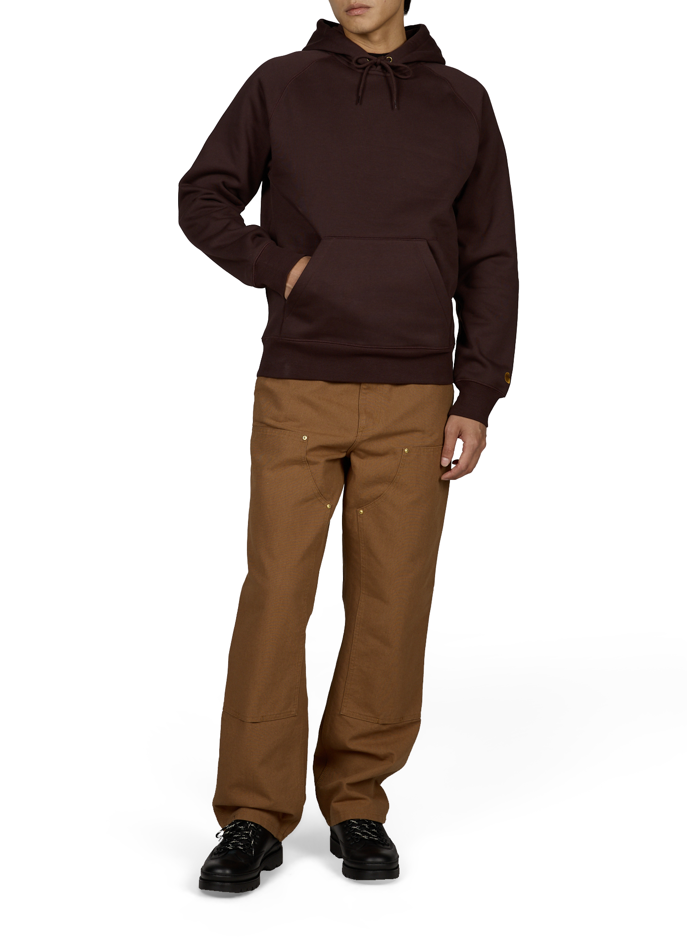 Hoodie uni à capuche en coton mélangé CARHARTT WIP Marron