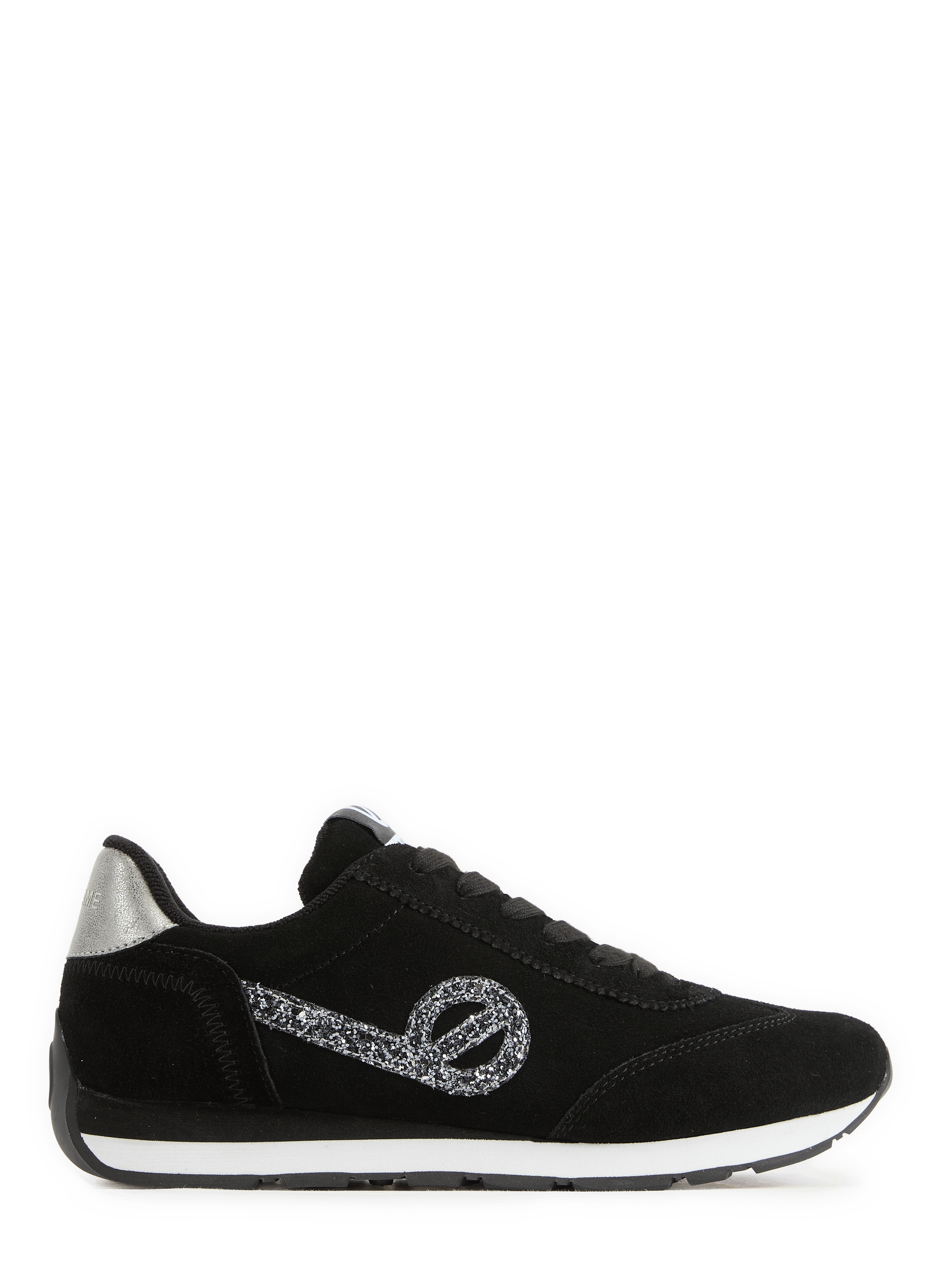Mixed leather low-top sneakers NO NAME Black