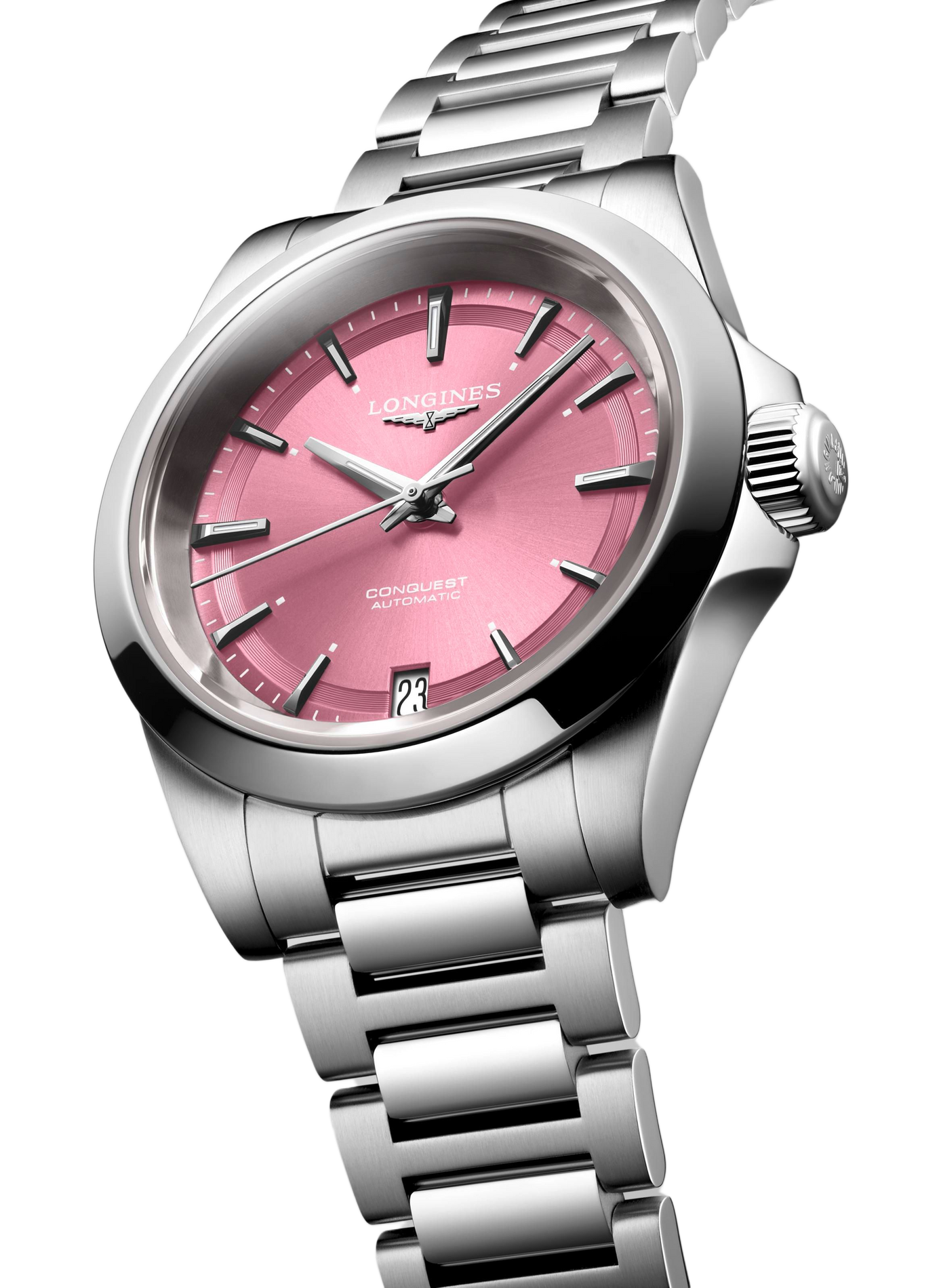 Montre automatique Conquest 2023 en acier inoxydable LONGINES Rose