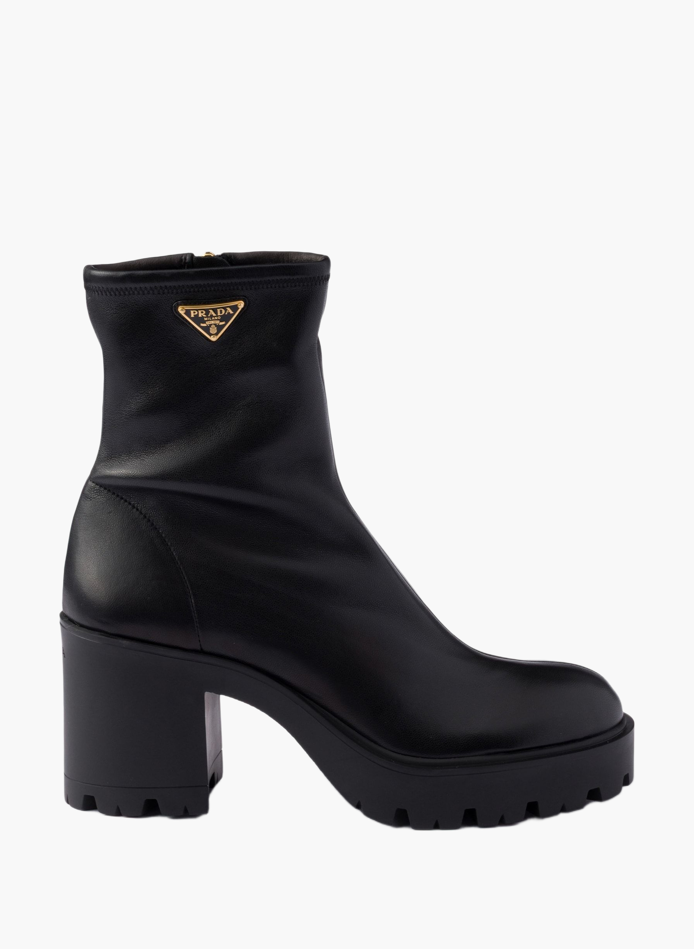Bottines en cuir nappa stretch PRADA Noir