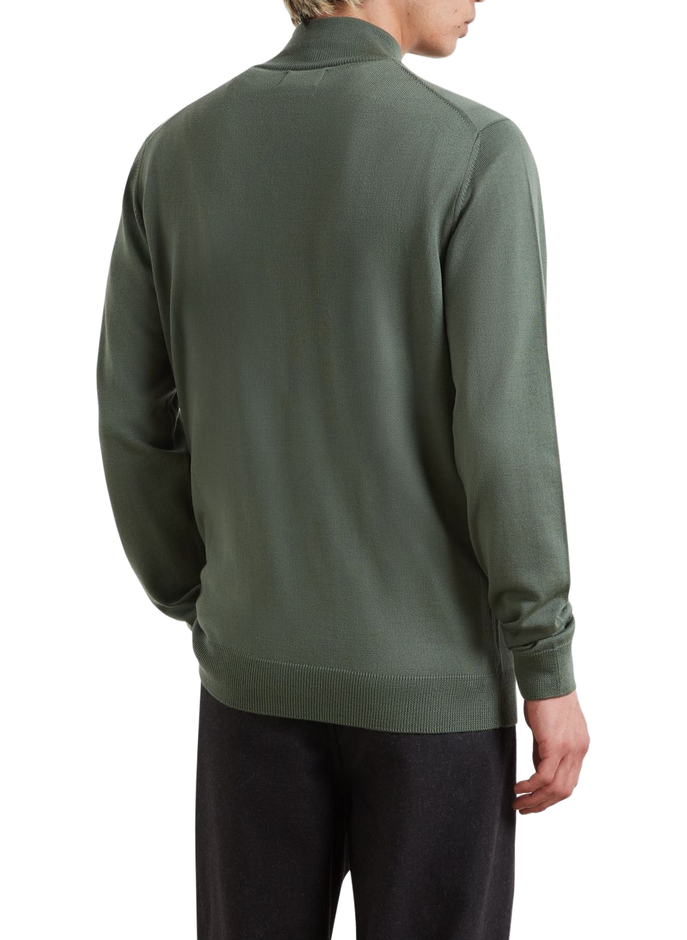 Gerader Pullover mit Troyerkragen aus Merinowolle FARAH Grun