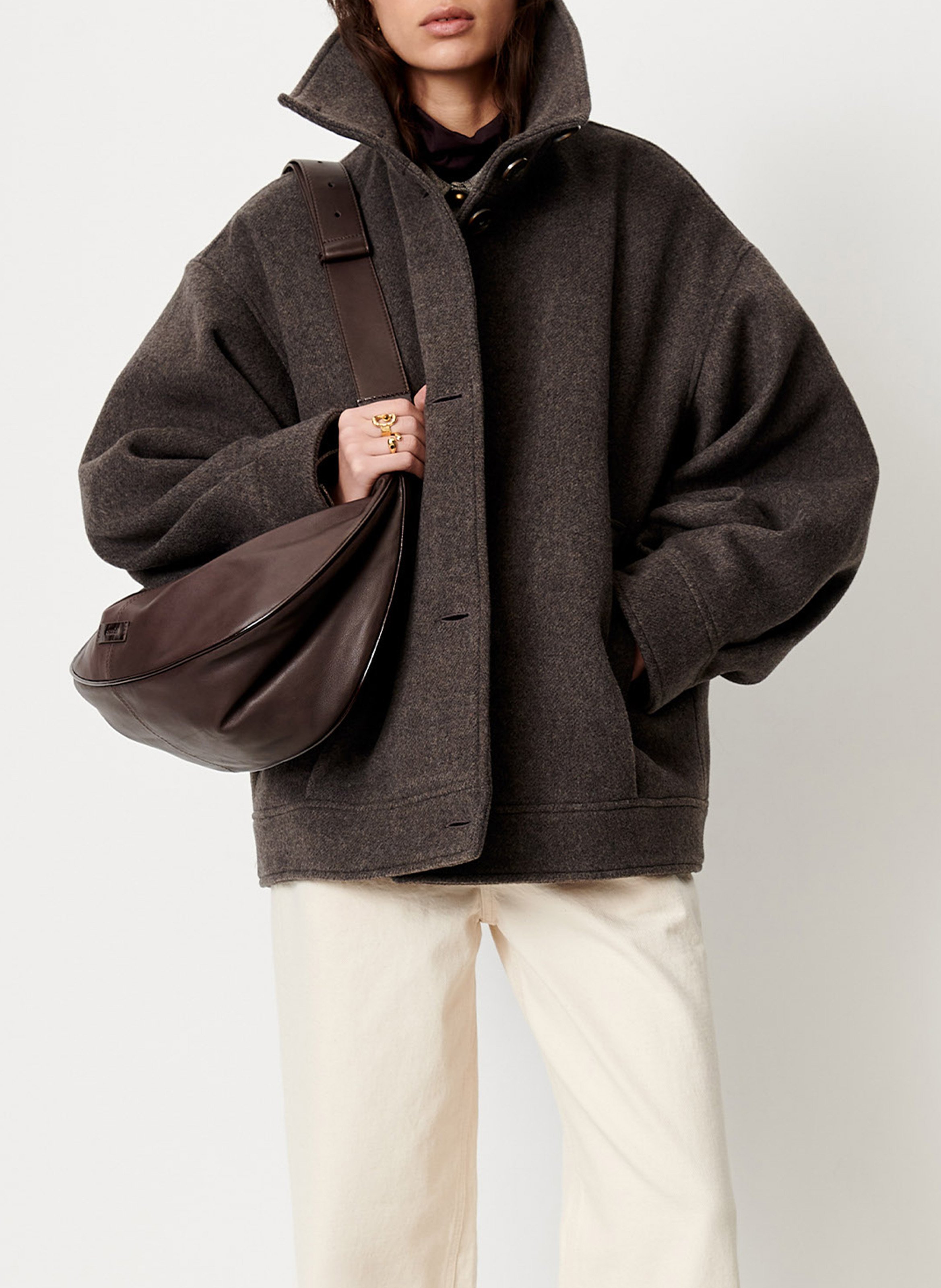 Manteau oversize en laine mélangée nariwa SESSUN Gris