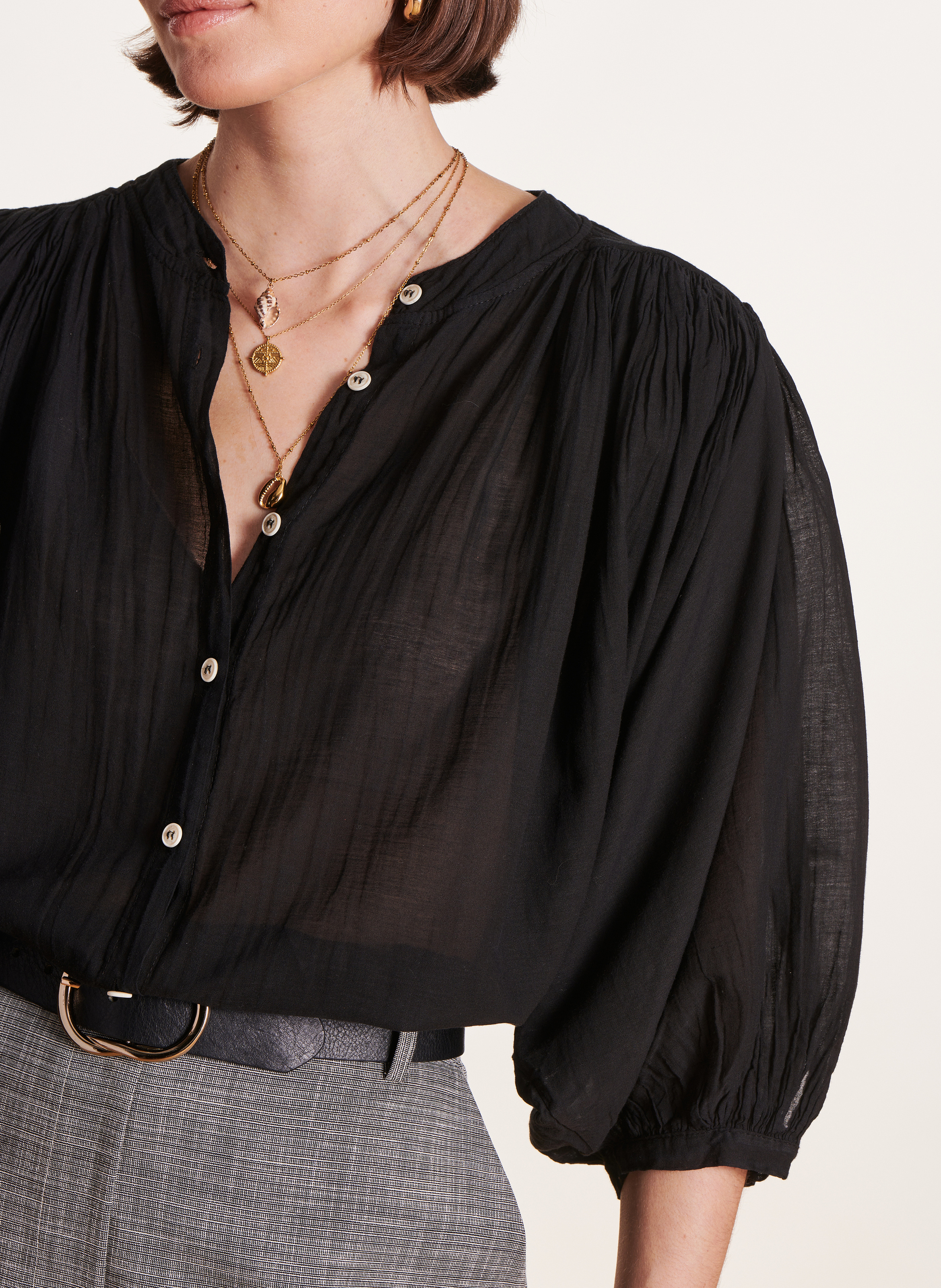 Oversized katoenen overhemd LA FEE MARABOUTEE Zwart