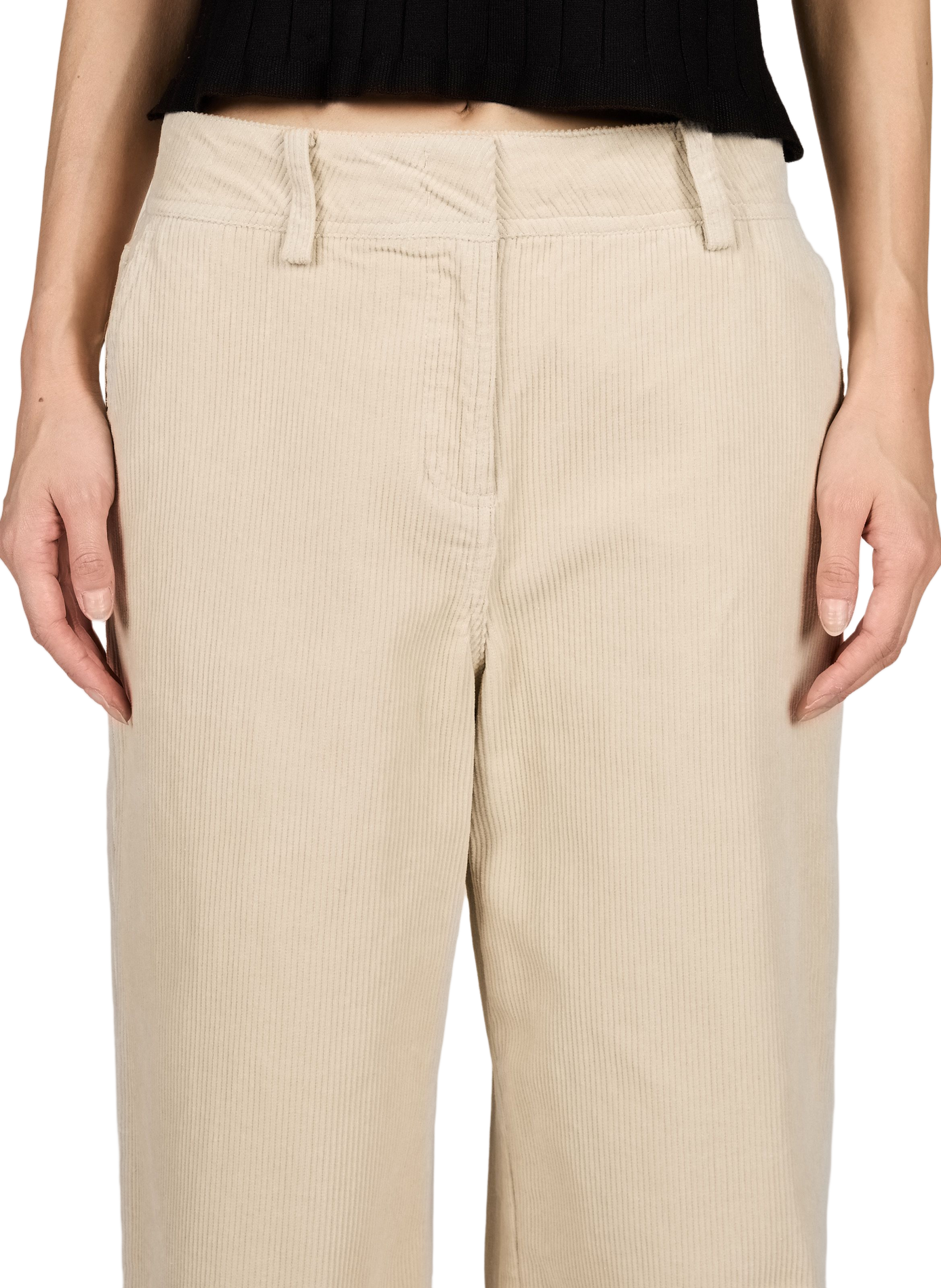 Rousima wijde broek van geribbeld katoen ROUGE EDIT Beige