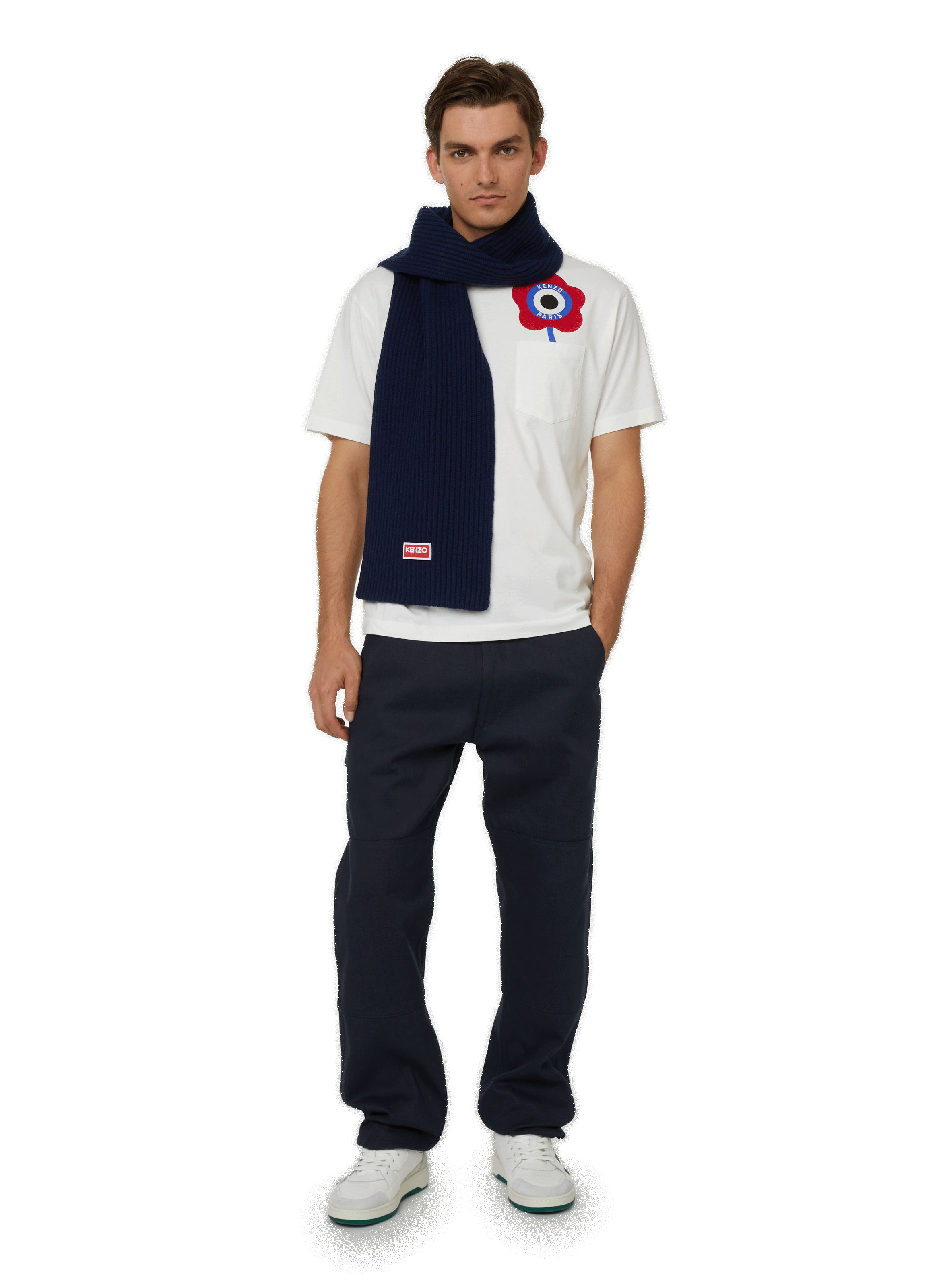 Kenzo Tag organic wool scarf KENZO Blue