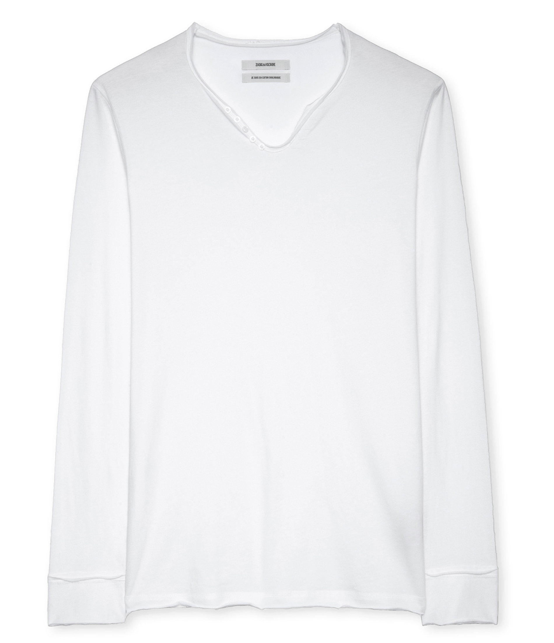 Tee-shirt col tunisien regular-fit en coton monastir ZADIG&VOLTAIRE Blanc