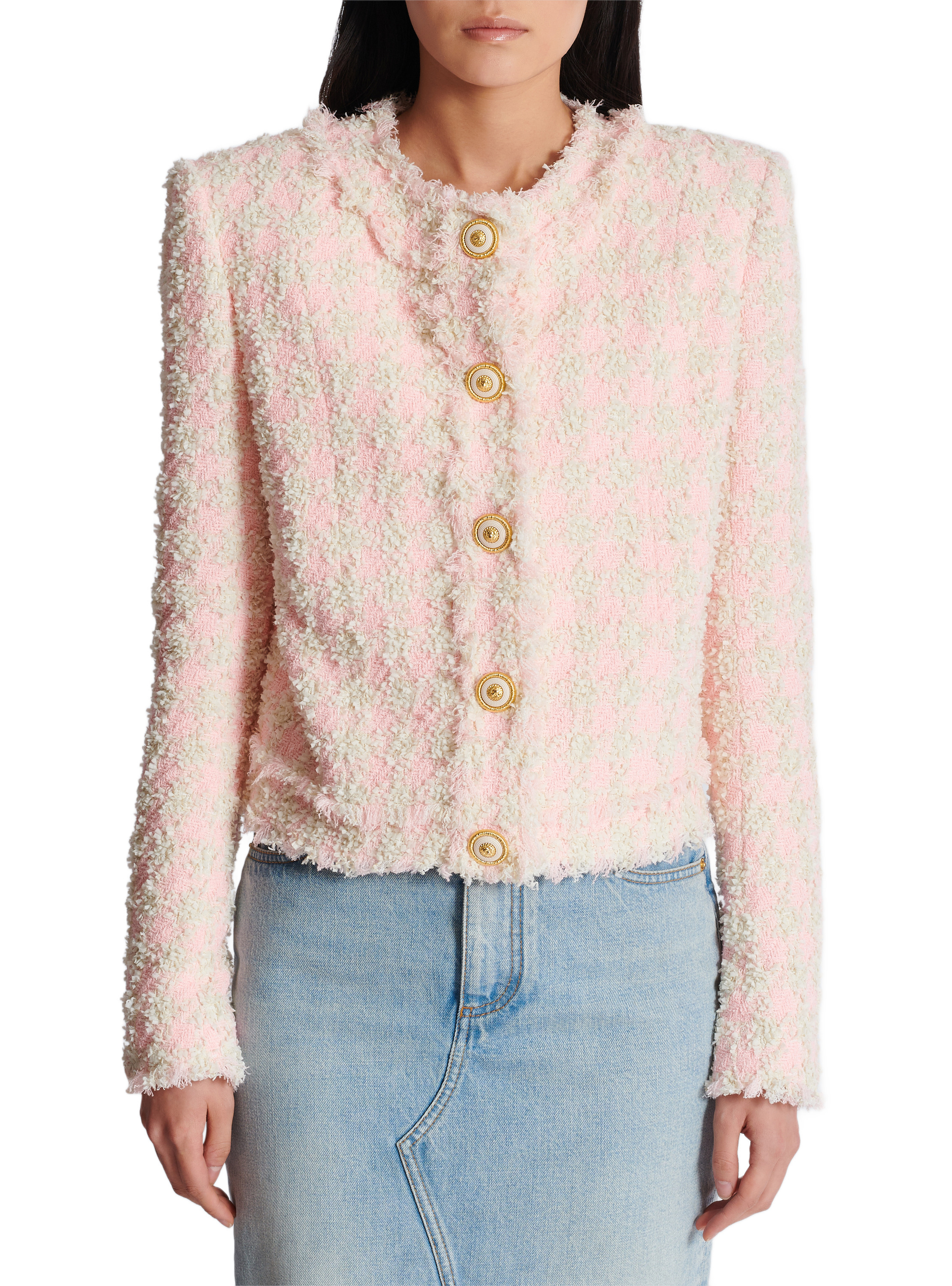 Veste 5 boutons en tweed BALMAIN Rose
