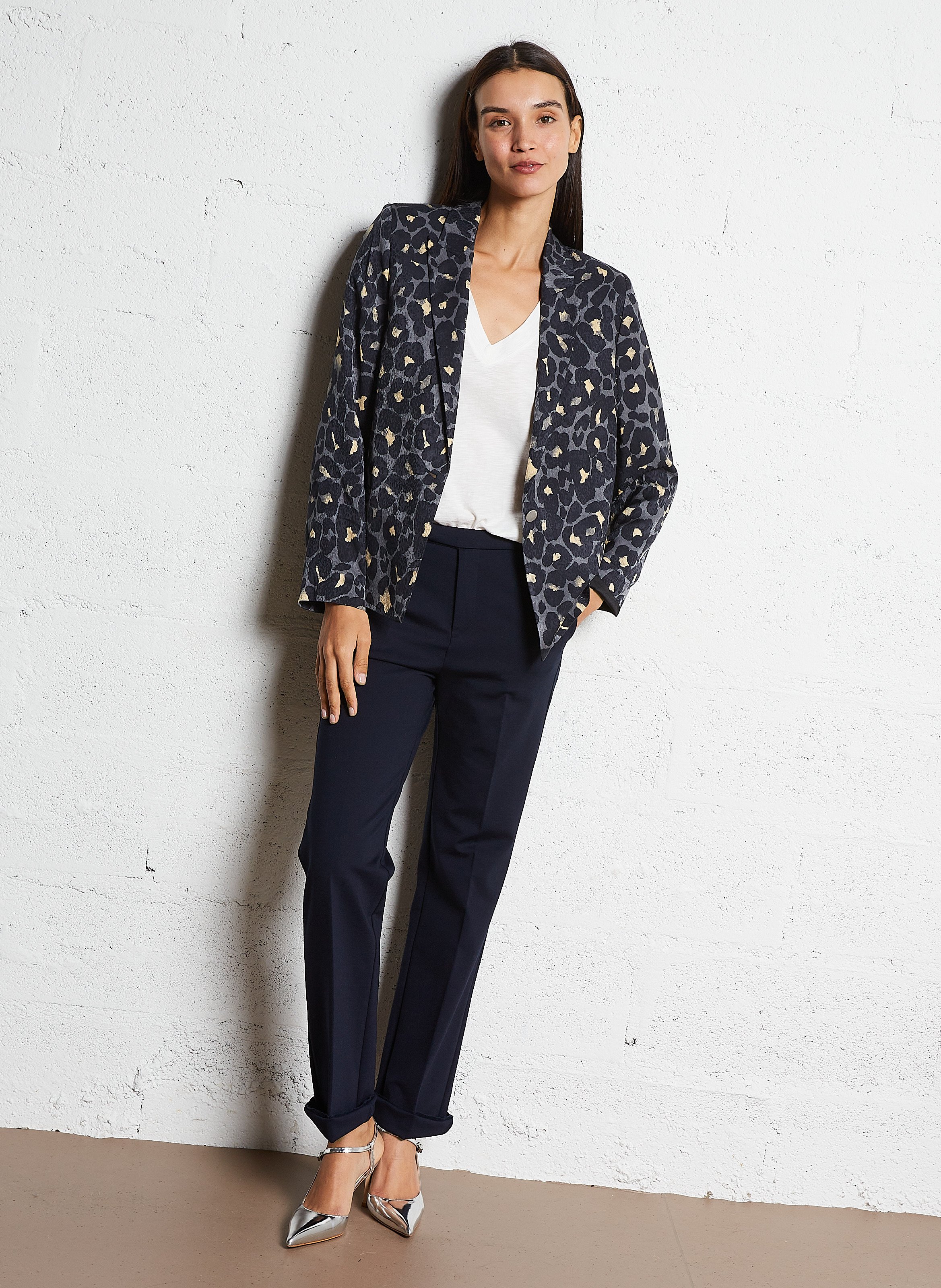 Pantalon droit flare confort IKKS Bleu