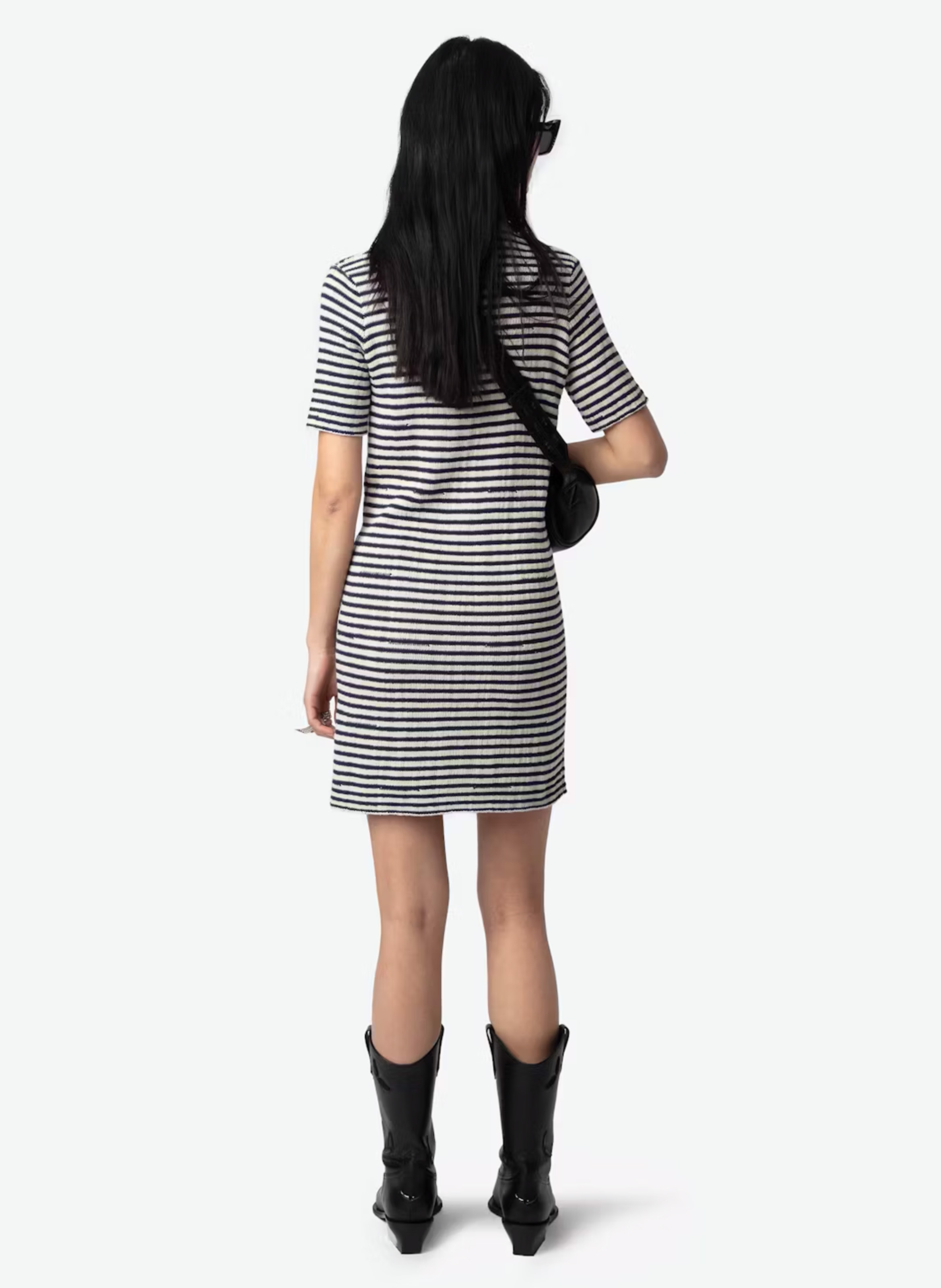 Robe courte col rond à rayures tahoe ZADIG&VOLTAIRE Bleu