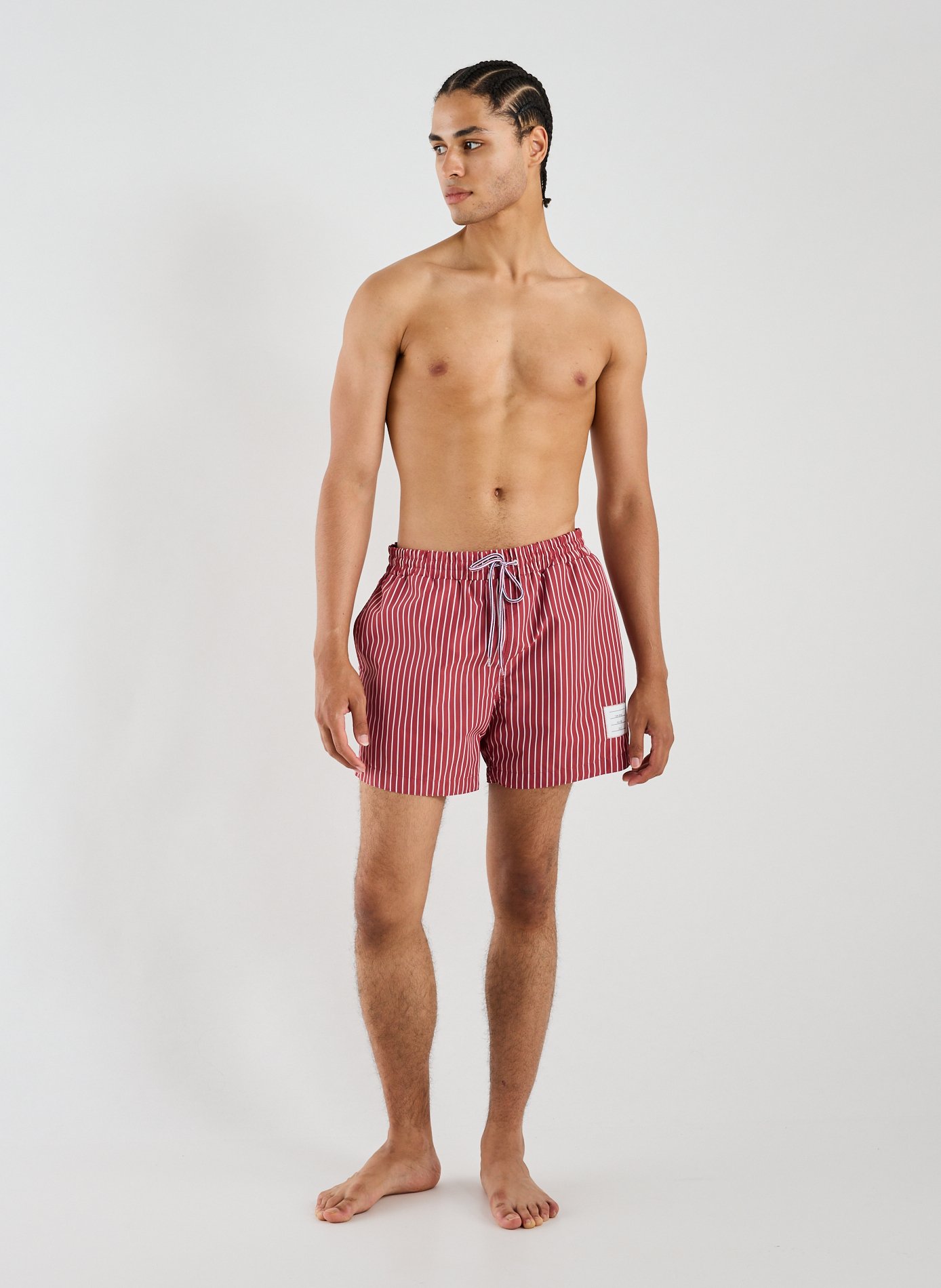 Striped high-waisted shorts THOM BROWNE Red