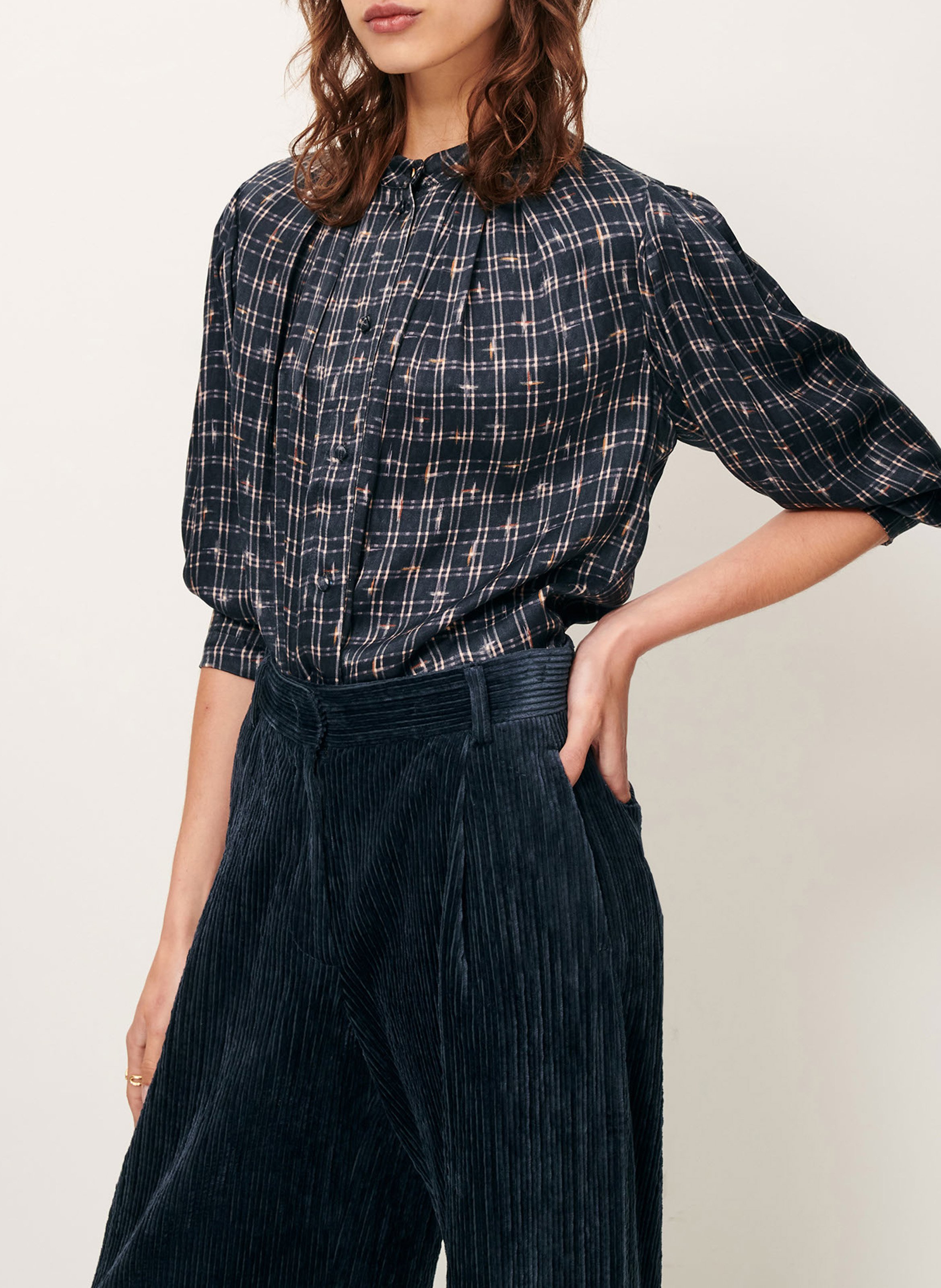 Blouse ajustée plissée à carreaux esperanzo SESSUN Multicolore