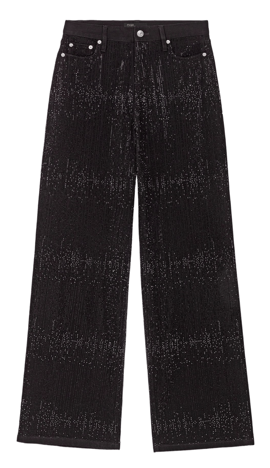 Jean taille haute à paillettes MAJE Noir