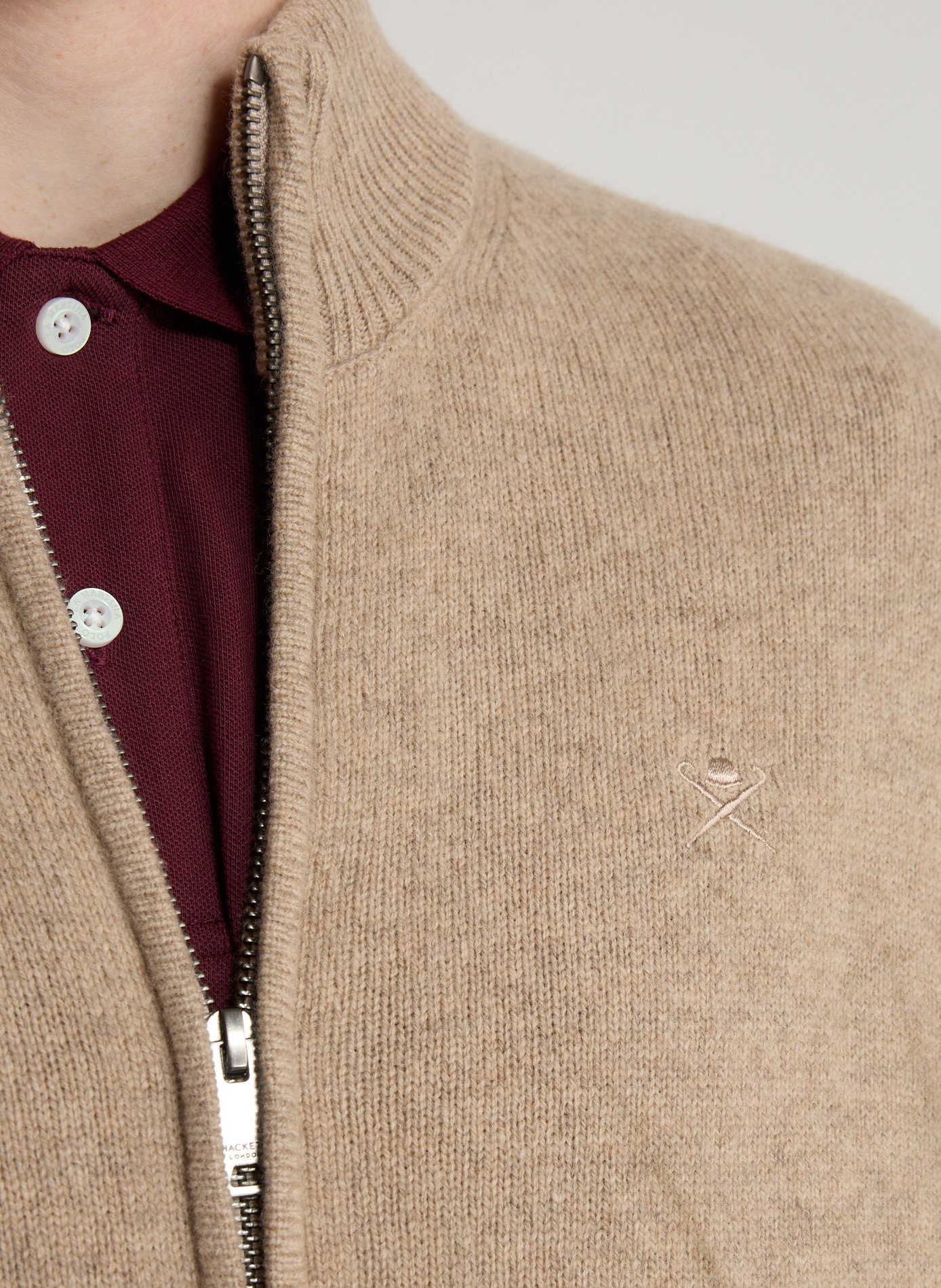 Fox patch cardigan HACKETT Beige