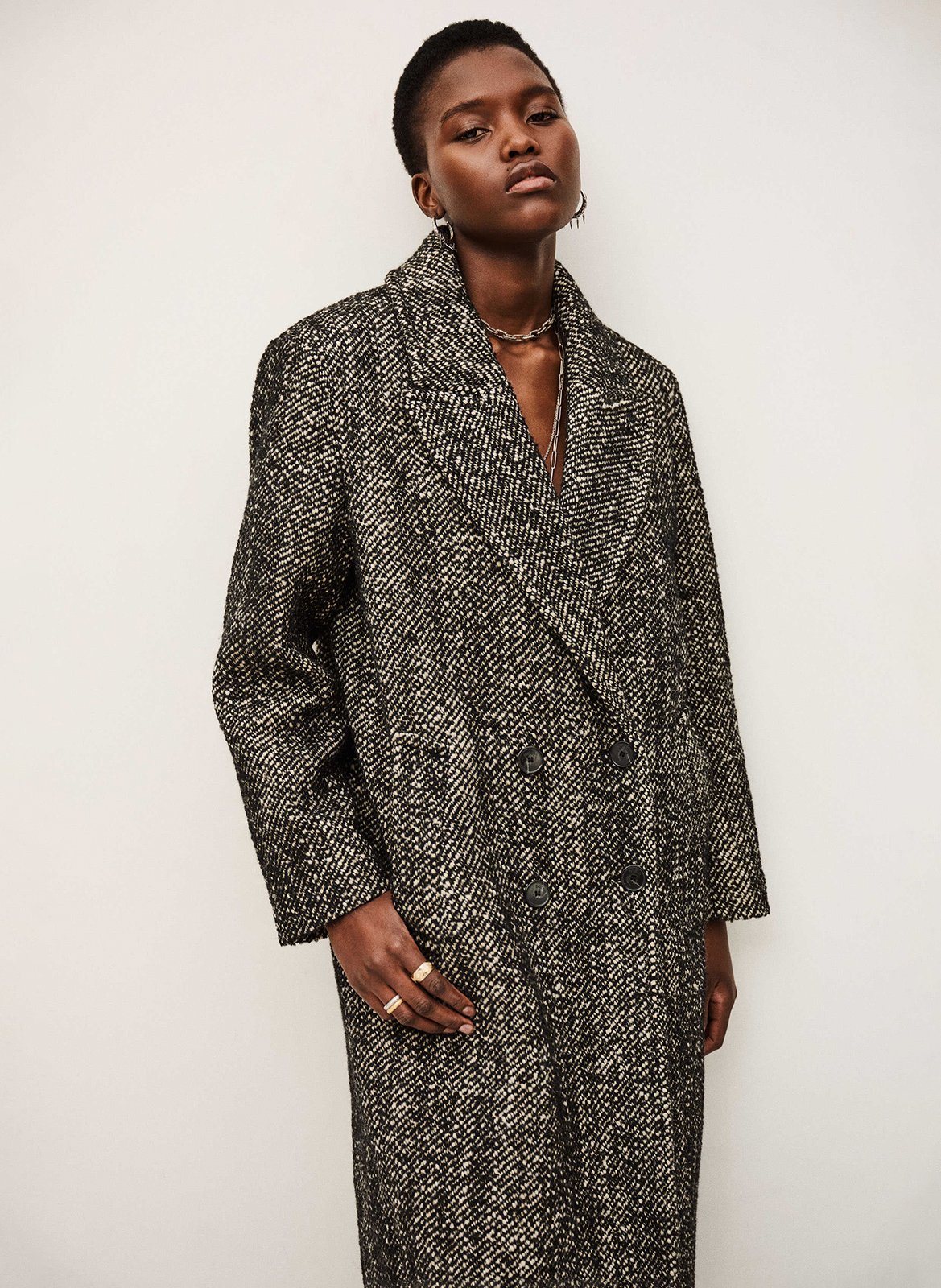 Manteau long en maille bicolore voxlow BA&SH Noir