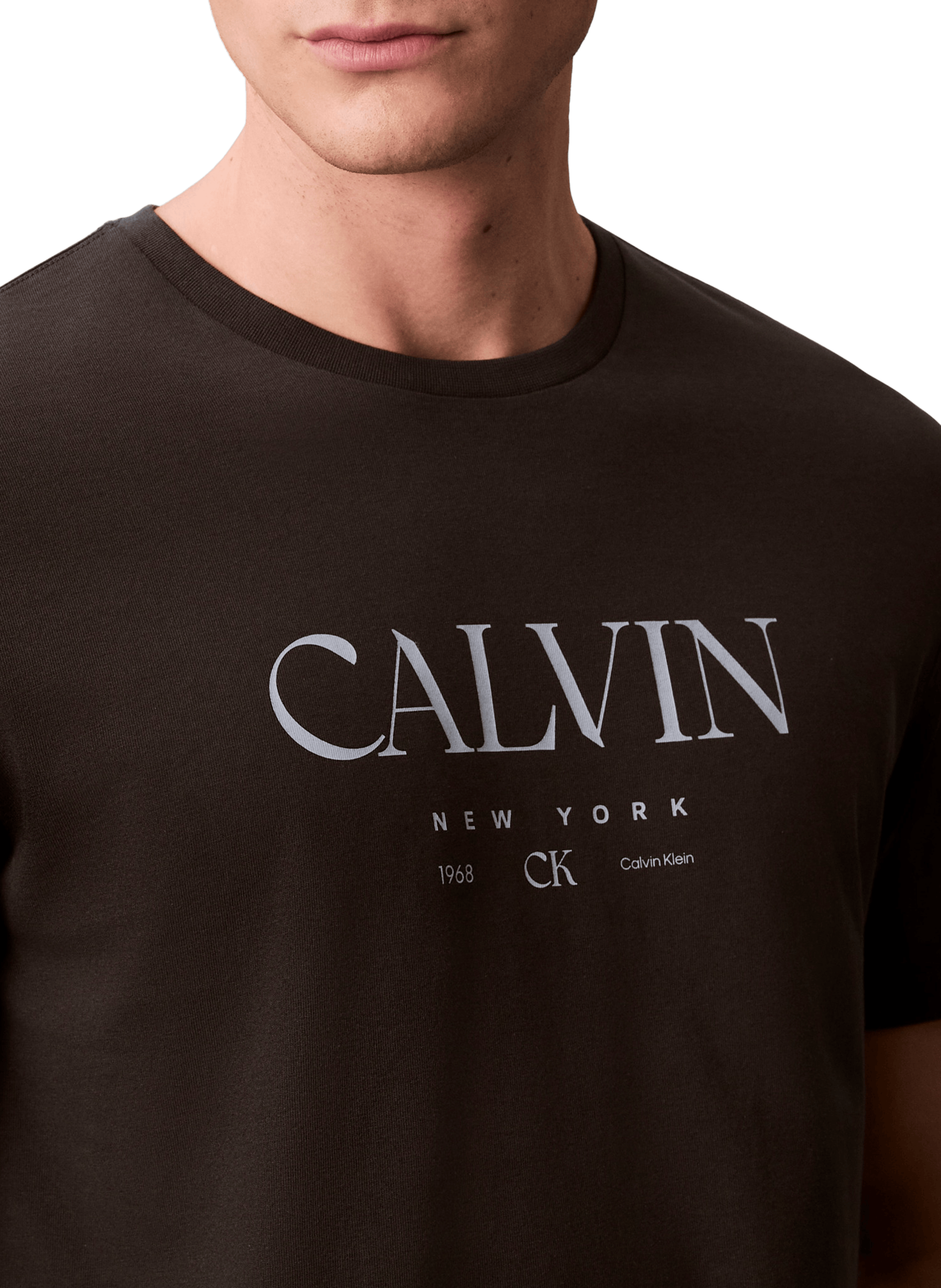 T-shirt coupe droite en coton avec logo CALVIN KLEIN Noir
