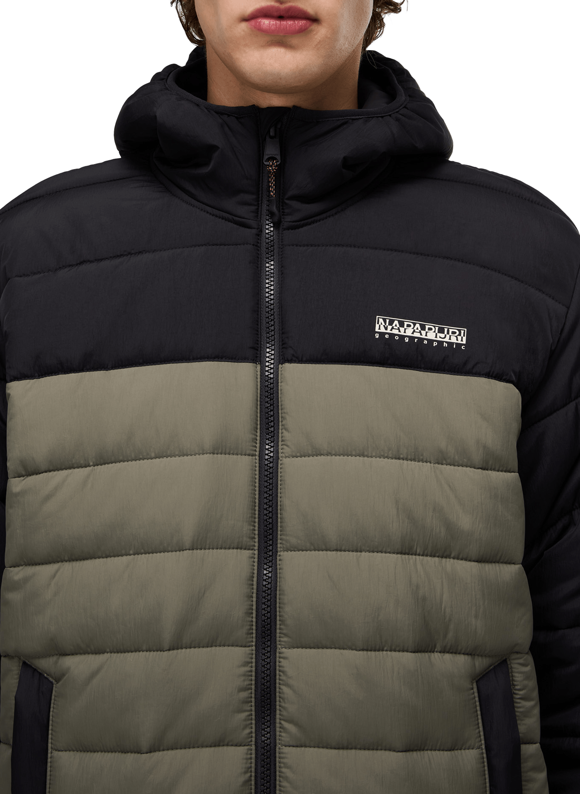 Quilted hooded straight coat NAPAPIJRI Green