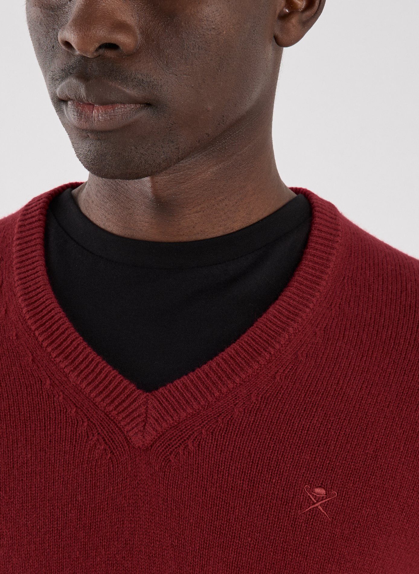 Straight V-neck wool jumper HACKETT Red