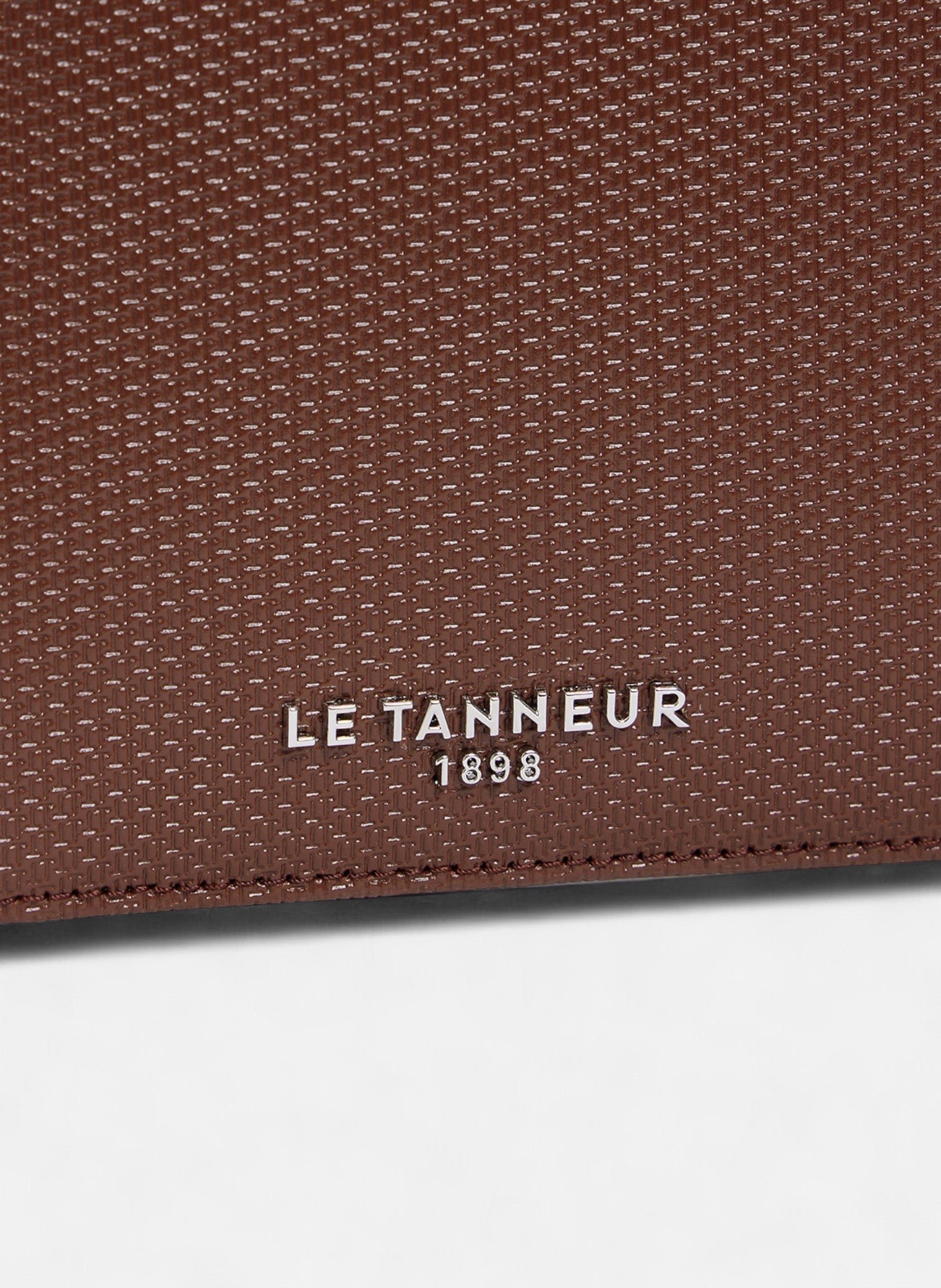 Portefeuille horizontal zippé emile en cuir signature t LE TANNEUR Marron