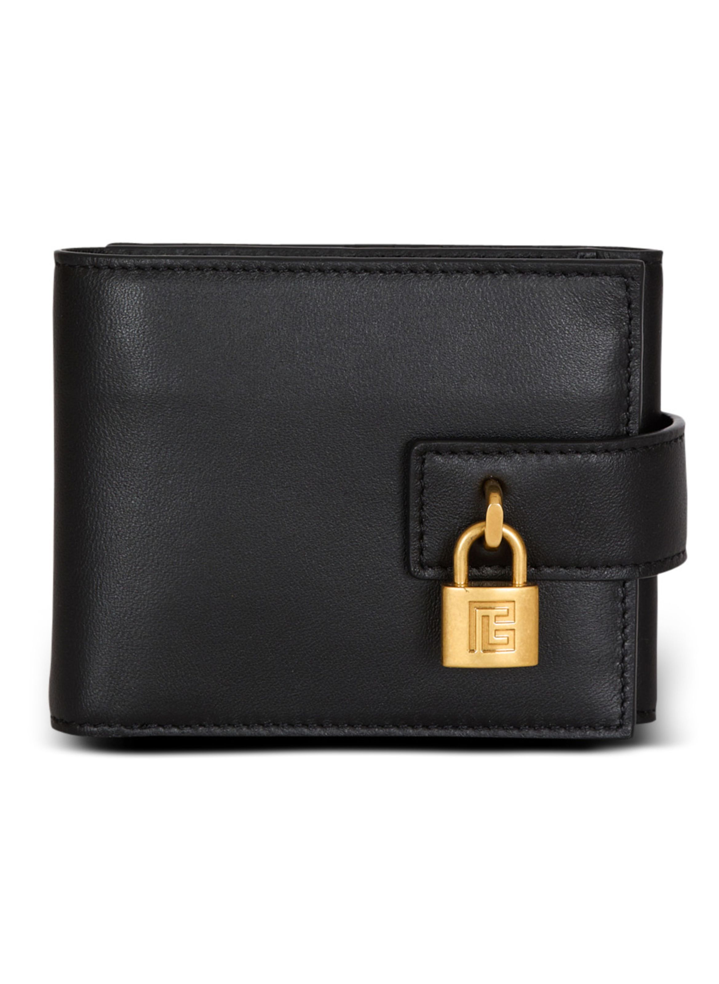 Portefeuille trifold pulse en cuir d’agneau BALMAIN Noir
