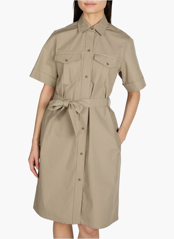 APC Green cotton straight dress with classic collar - Women | Printemps APC Green cotton straight dress with classic collar - Women | Printemps